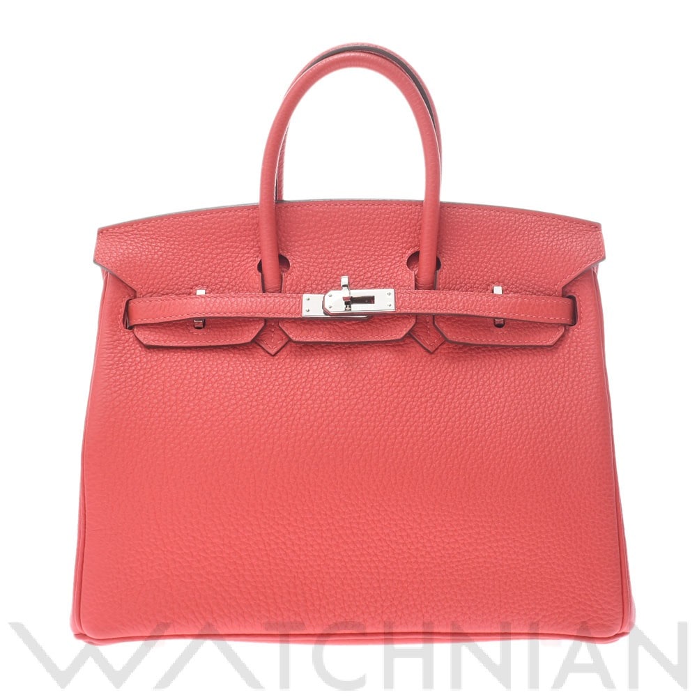 バーキン 25 ルージュピヴォワンヌ/パラジウム金具 トゴ HERMES エルメス レディース 【中古】