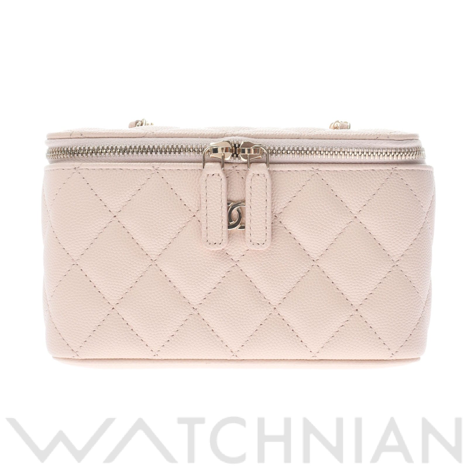 シャネル マトラッセ スモールヴァニティケースチェーンショルダー ライトピンク/ゴールド金具 AP1472 キャビアスキン レディース バッグ 【中古】【bag】