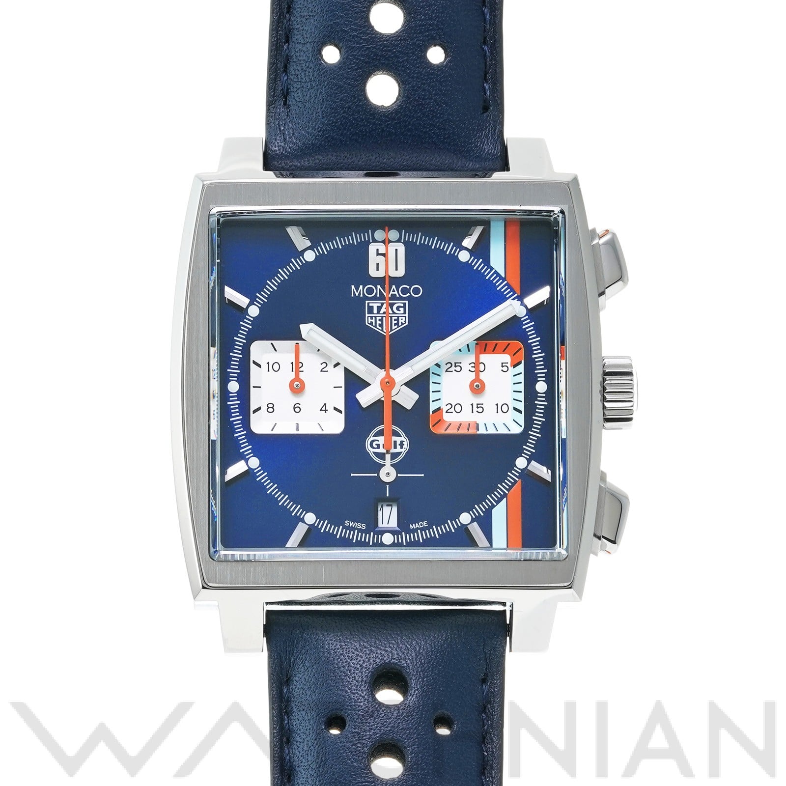 モナコ キャリバーホイヤー02 クロノグラフ ガルフ CBL2115.FC6494 ブルー/シルバー タグホイヤー TAG HEUER メンズ 【中古】