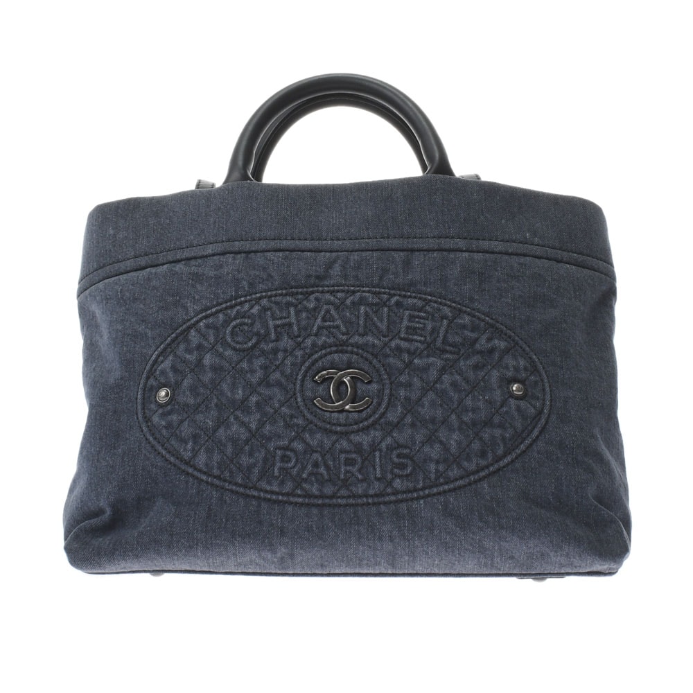 ラージ2WAYハンドバッグ ドーヴィル インディゴブルー/アンティーク調金具 A93373 デニム CHANEL シャネル レディース 【中古】