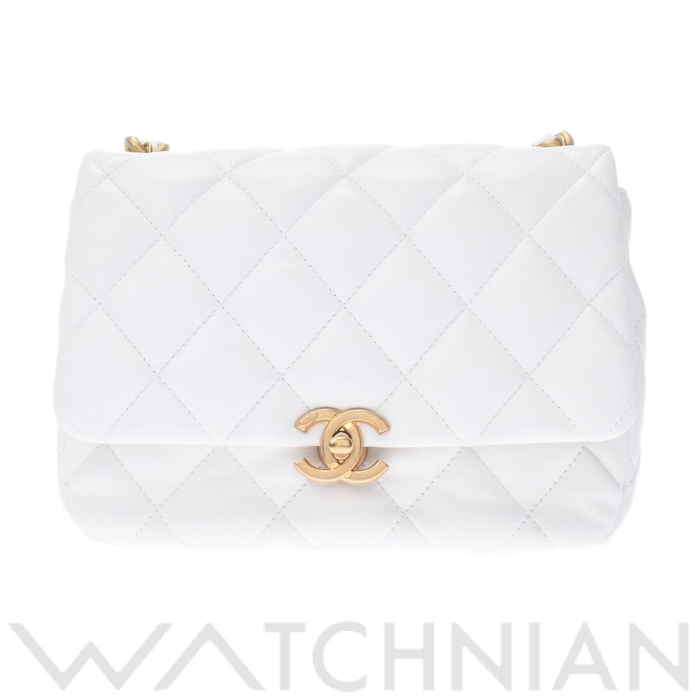 スモールフラップバッグ 白/ゴールド AS3206 ラムスキン CHANEL シャネル レディース 【中古】