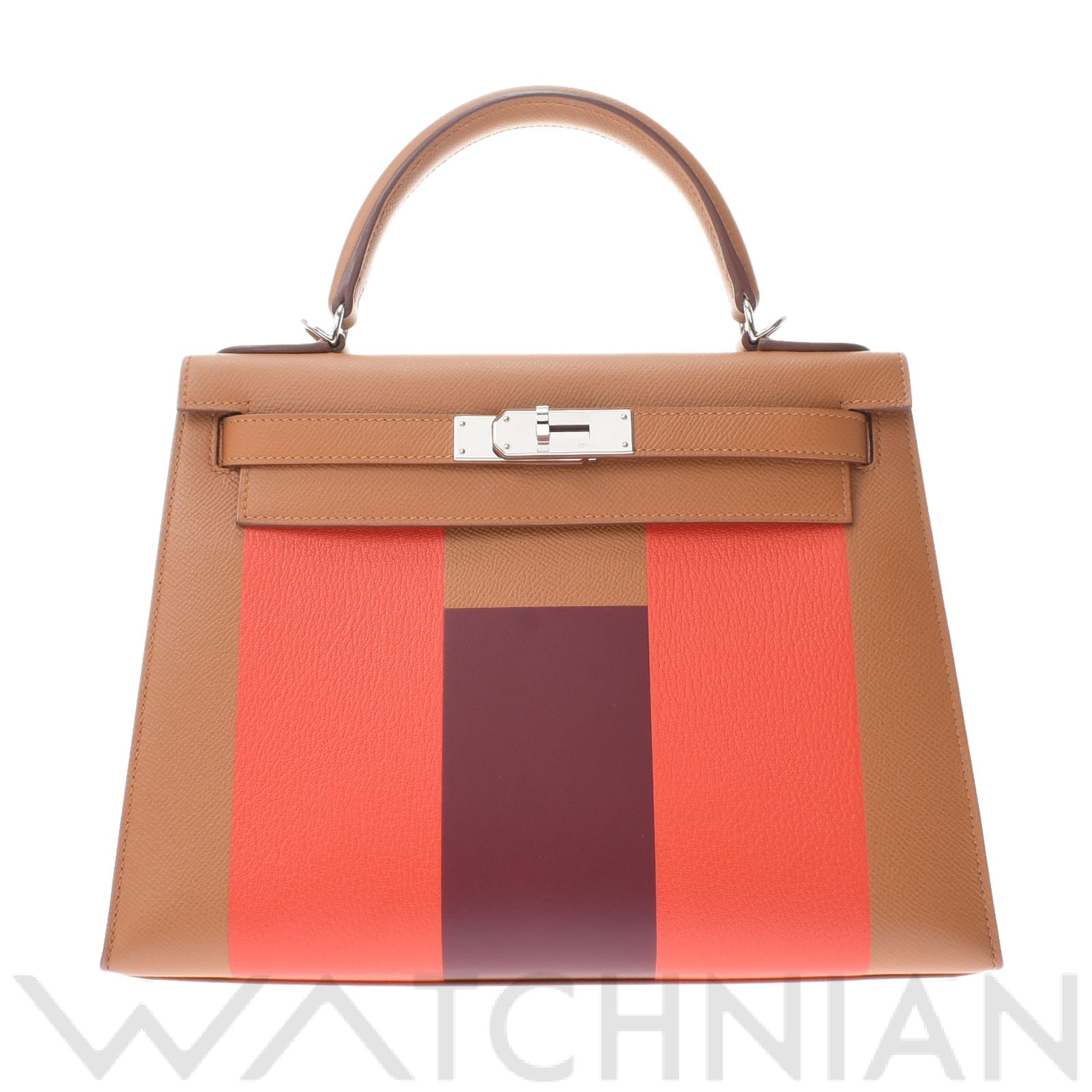 エルメス ケリーレター28 外縫い 2WAY ゴールド/カプシーヌ/ルージュアッシュ/パラジウム金具 ヴォーエプソン/シェーブル/ソンブレロ レディース バッグ 【中古】【bag】