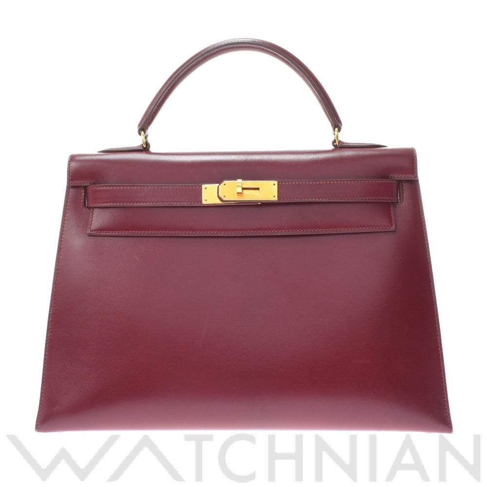ケリー32 外縫い 2WAY ルージュH/ゴールド金具 ボックスカーフ HERMES エルメス レディース 【中古】