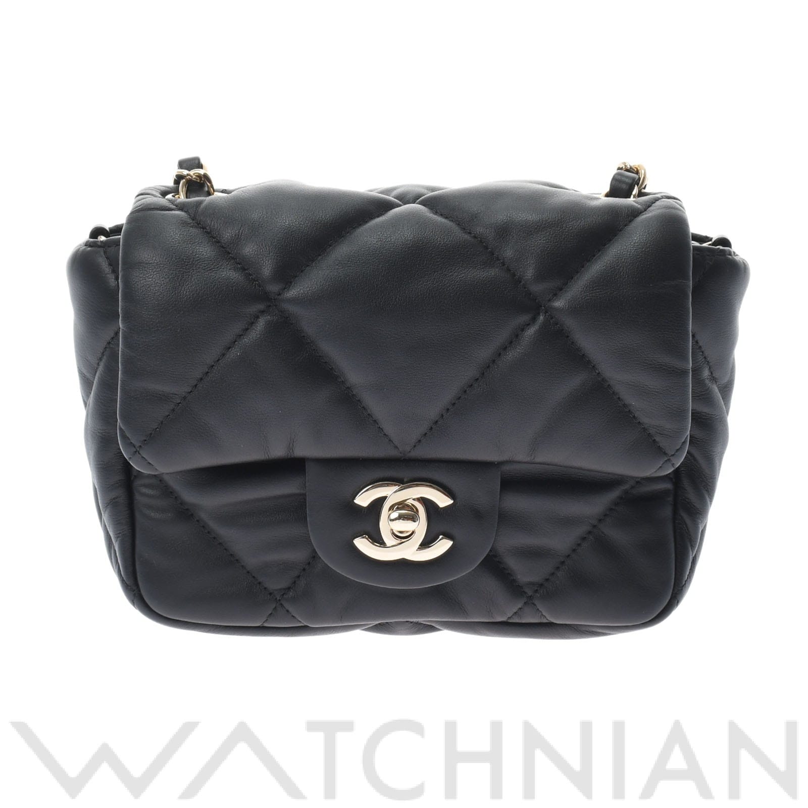 スモールフラップバッグ 黒/ゴールド AS2232 ラムスキン CHANEL シャネル レディース 【中古】
