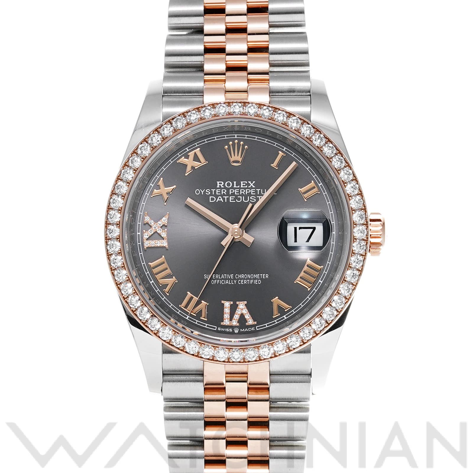 ロレックス デイトジャスト 36 126281RBR スレート/ダイヤモンド メンズ 時計 【中古】【wristwatch】