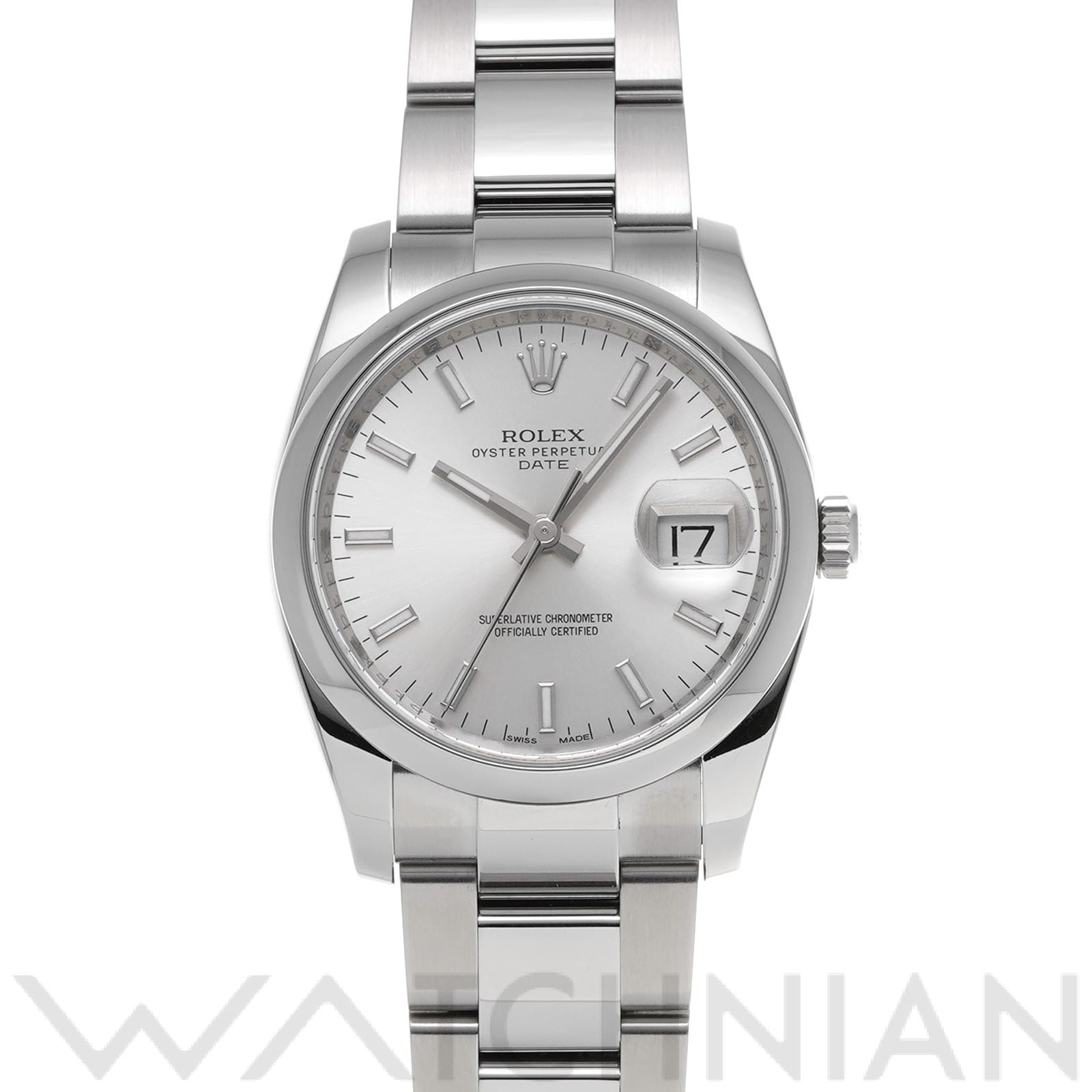 ロレックス オイスターパーペチュアル デイト 34 115200 シルバー メンズ 時計 【中古】【wristwatch】