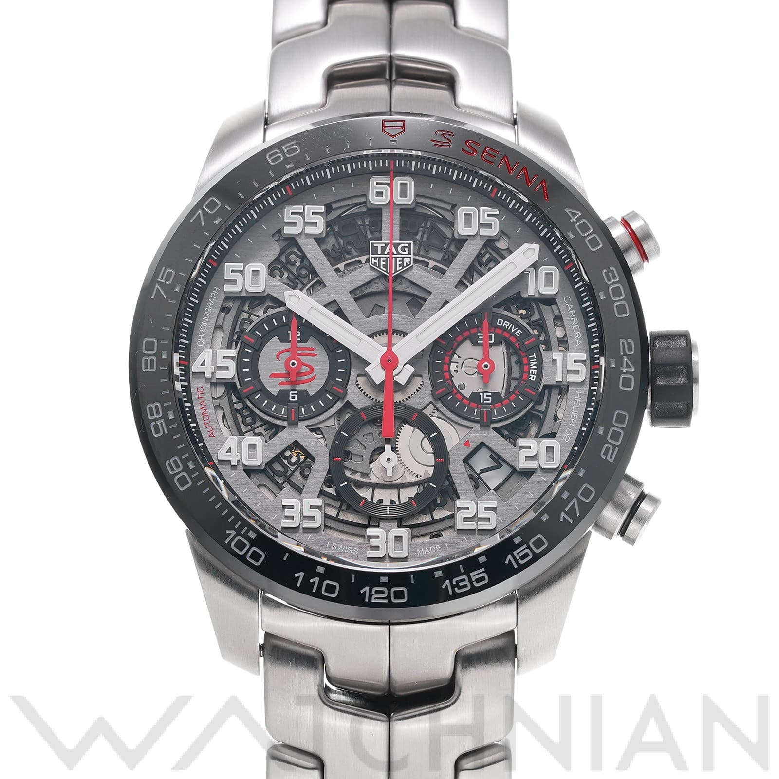タグ ホイヤー / TAG HEUER カレラ キャリバーホイヤー02 クロノグラフ アイルトン・セナ CBG2013.BA0657 グレー メンズ 時計 【中古】【wristwatch】