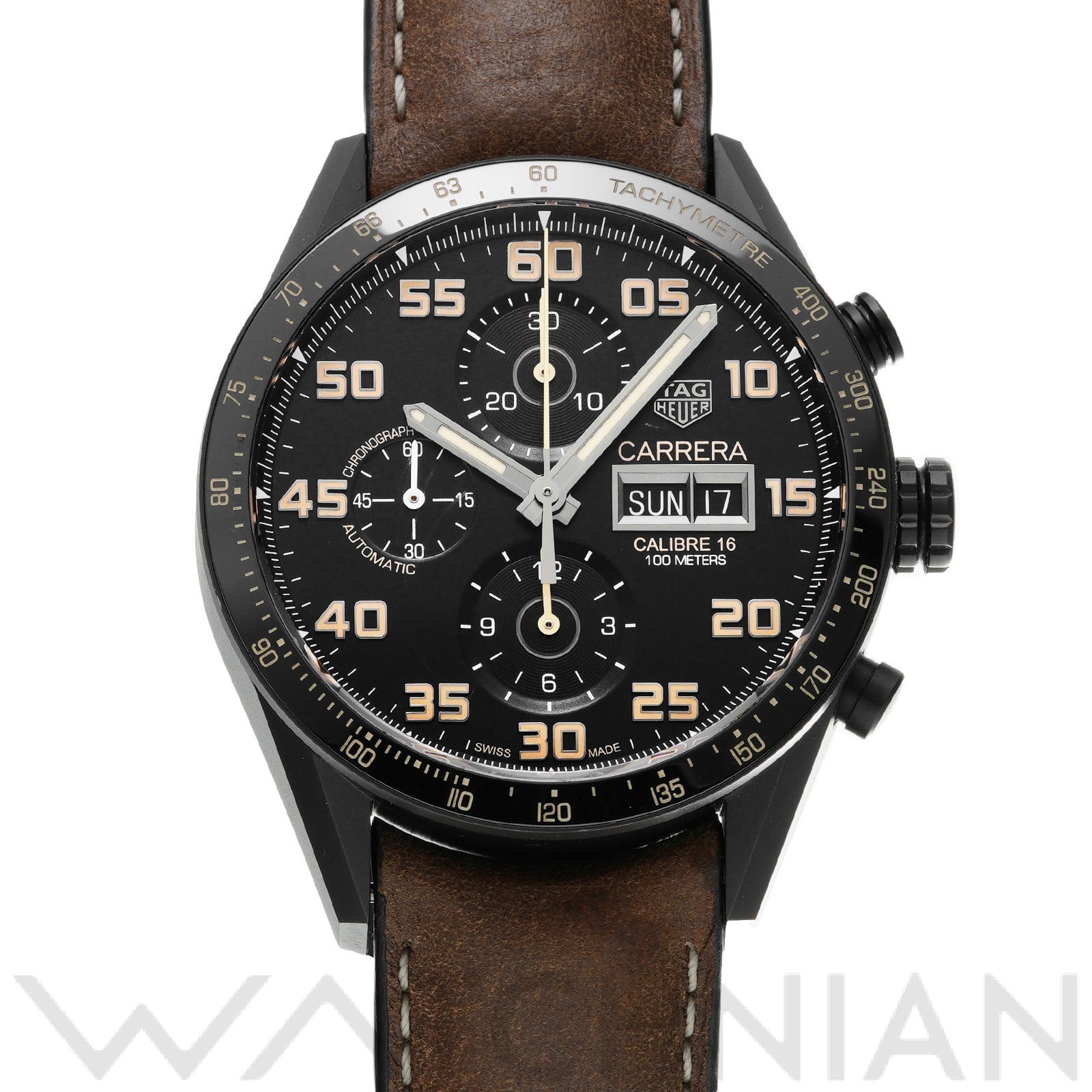 カレラ キャリバー16 クロノグラフ デイデイト CV2A84.FC6394 ブラック タグホイヤー TAG HEUER メンズ 【中古】
