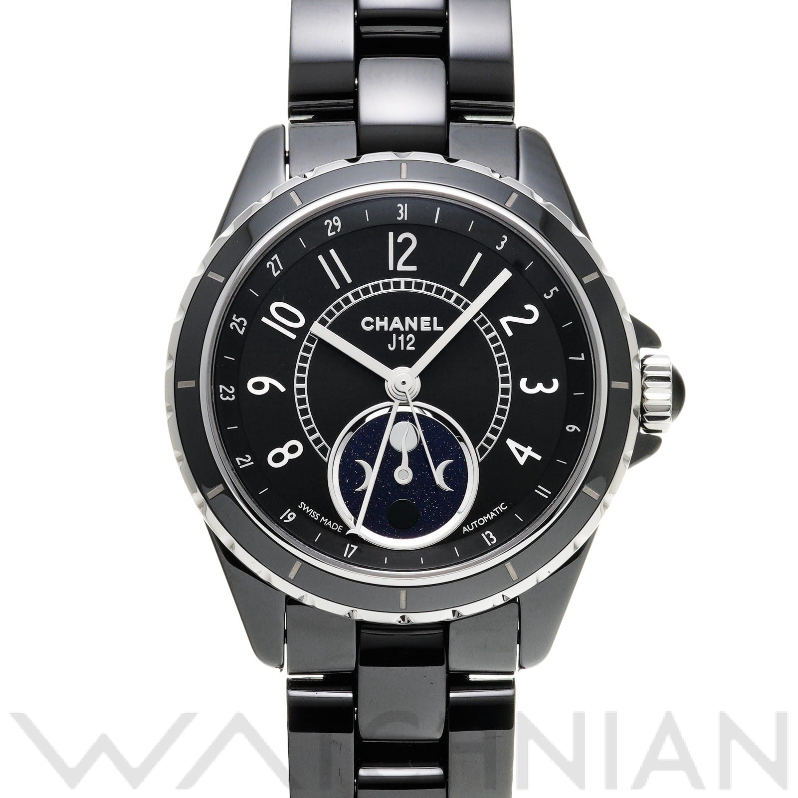 シャネル / CHANEL J12 ファーズ ドゥ リュヌ 38MM H3406 ブラック/ブルー メンズ 時計 【中古】【wristwatch】
