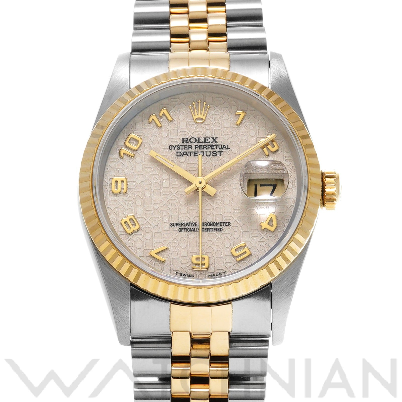 ロレックス デイトジャスト 16233 アイボリーコンピュータ メンズ 時計 【中古】【wristwatch】