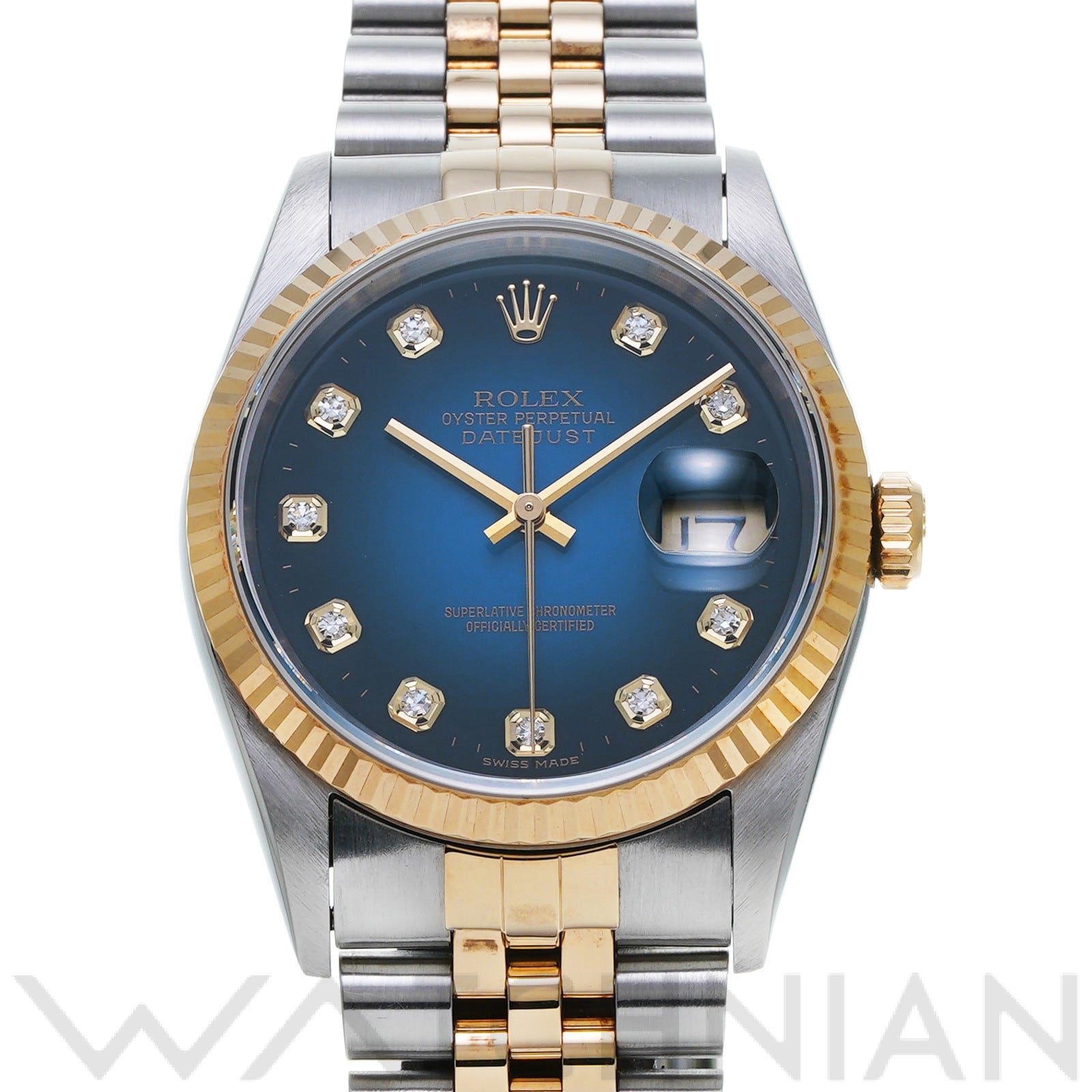 ロレックス デイトジャスト 16233G ブルー・グラデーション/ダイヤモンド メンズ 時計 【中古】【wristwatch】