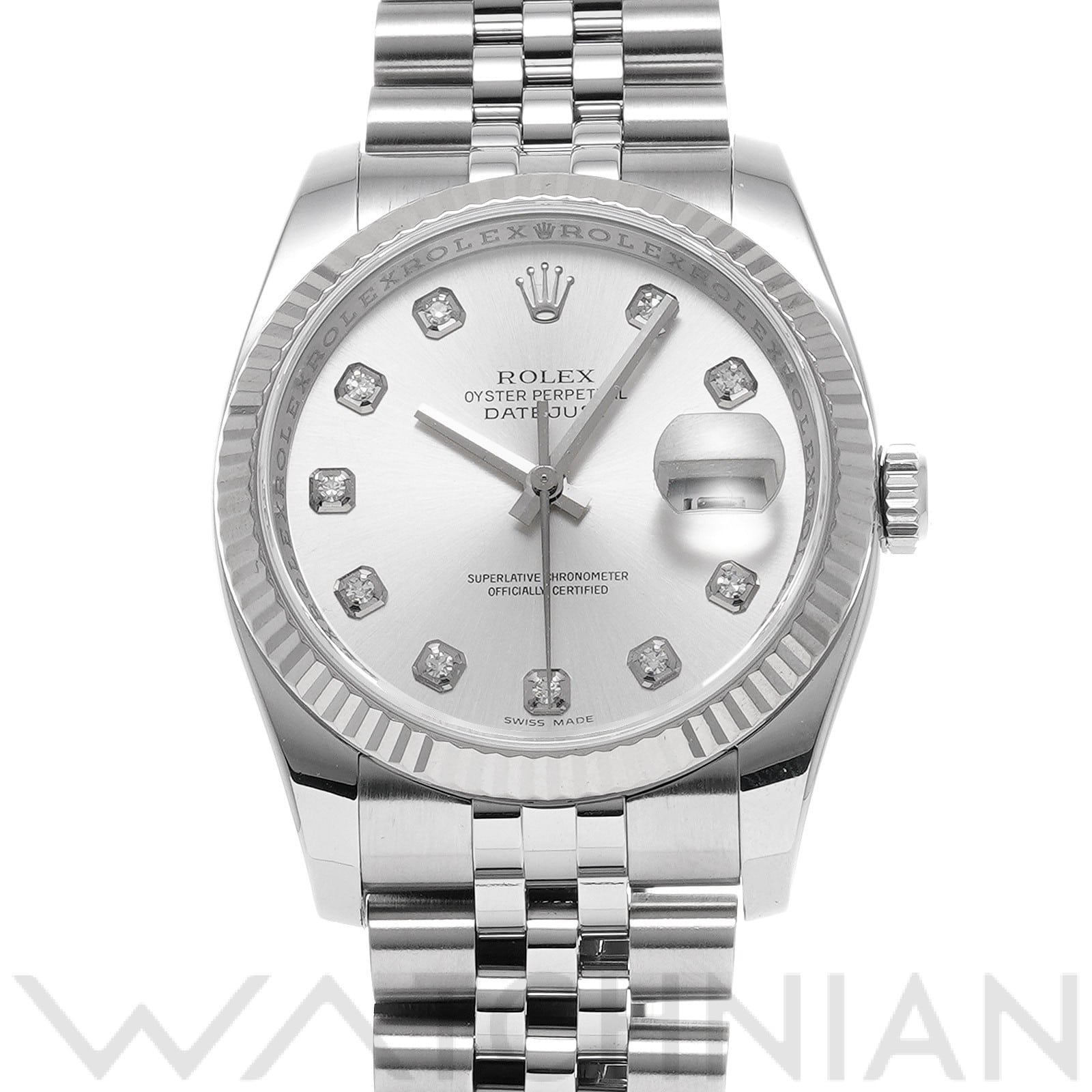 ロレックス デイトジャスト 36 116234G シルバー/ダイヤモンド メンズ 時計 【中古】【wristwatch】