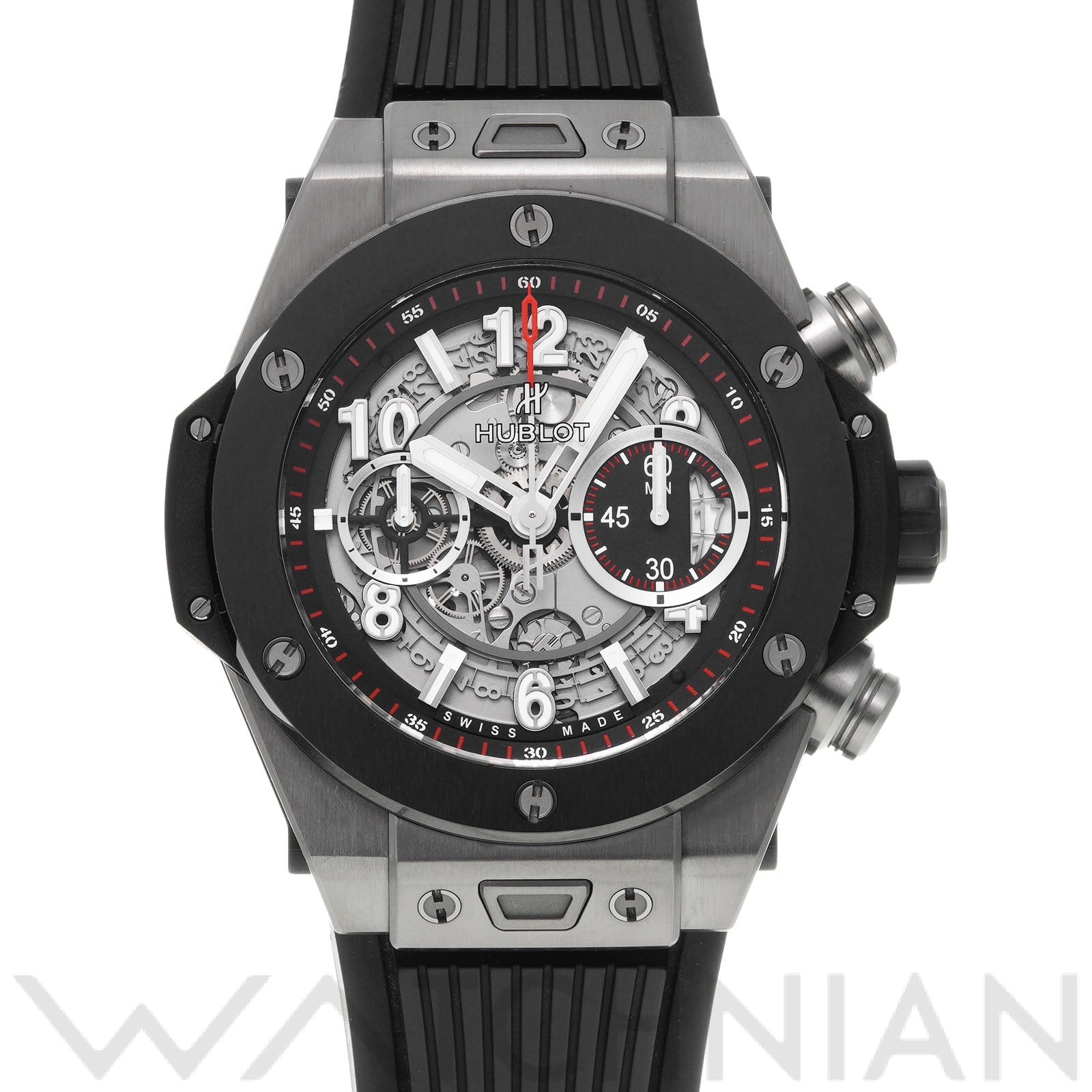 ビッグバン ウニコ チタニウム セラミック 411.NM.1170.RX マットブラックスケルトン ウブロ HUBLOT メンズ 【中古】