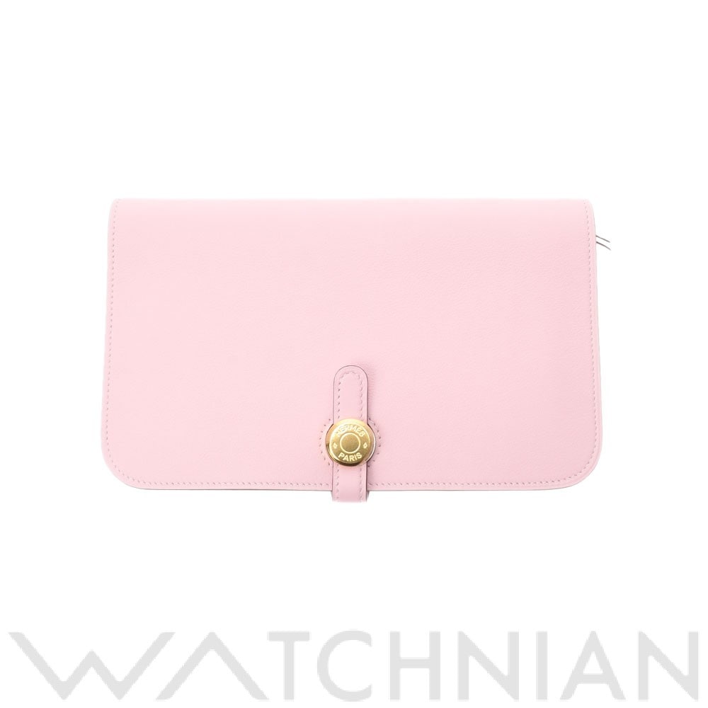 エルメス ドゴン GM ローズサクラ/ゴールド金具 ヴォースイフト レディース 財布 【中古】【purse】