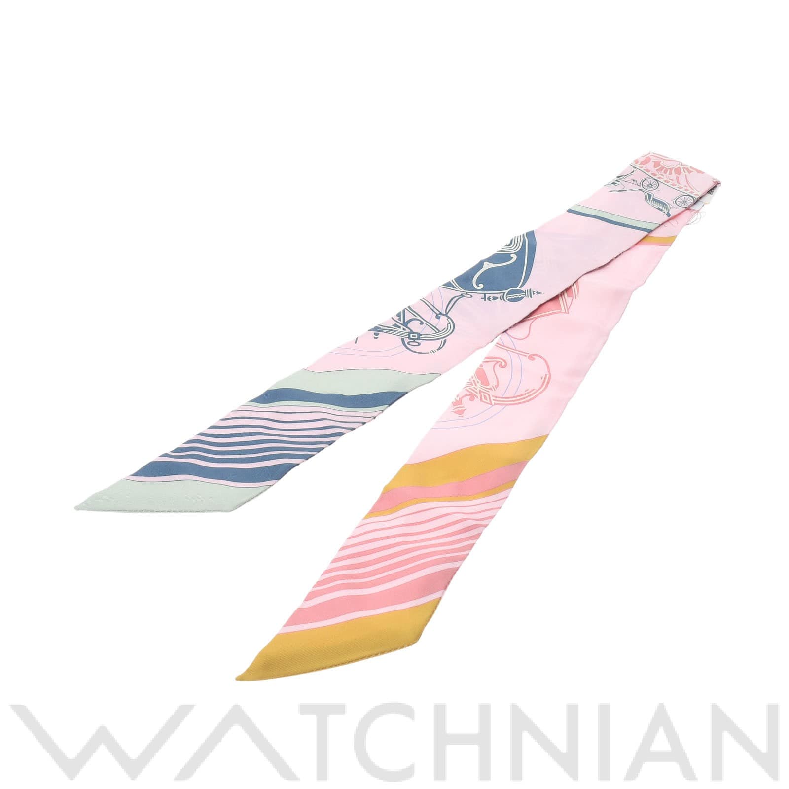 エルメス / HERMES ツイリー Ex-Libris ピンク/グリーン シルク100％ レディース 【新品】【other】