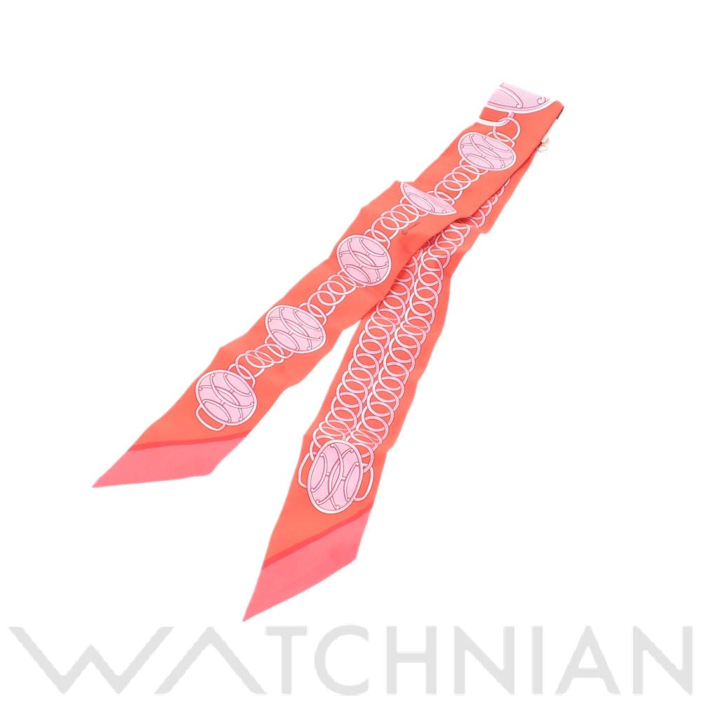 エルメス / HERMES ツイリー Lift Profile オレンジ/ピンク シルク100％ レディース 【新品】【other】