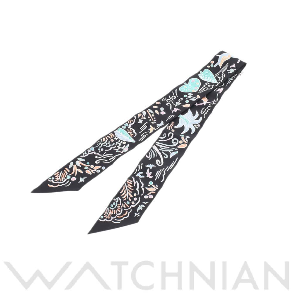 エルメス / HERMES ツイリー  Isola Di Primavera 黒 シルク100％ レディース 【新品】【other】