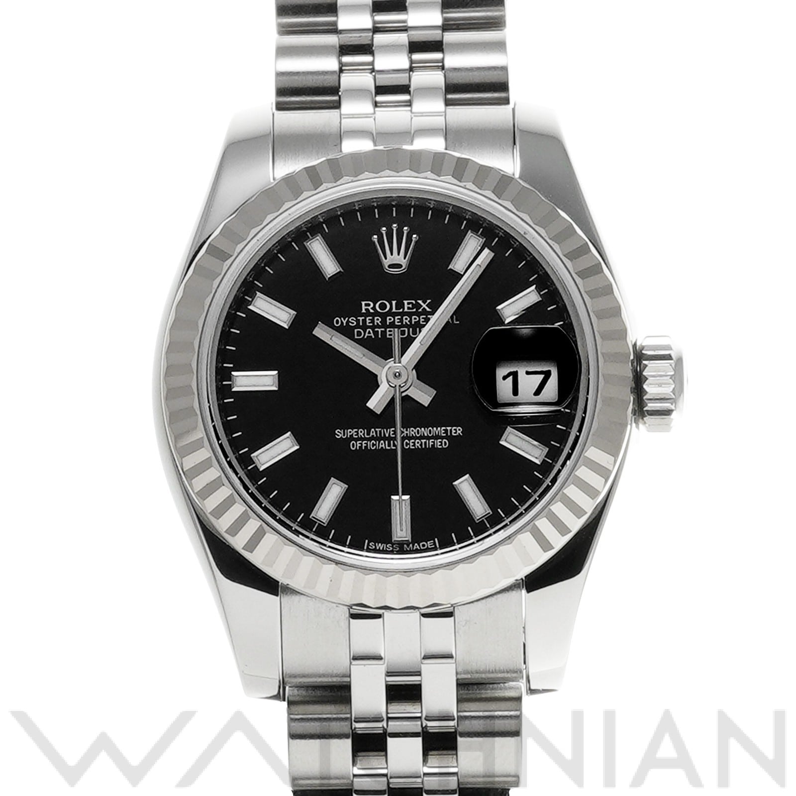 ロレックス レディ デイトジャスト 26 179174 ブラック レディース 時計 【中古】【wristwatch】