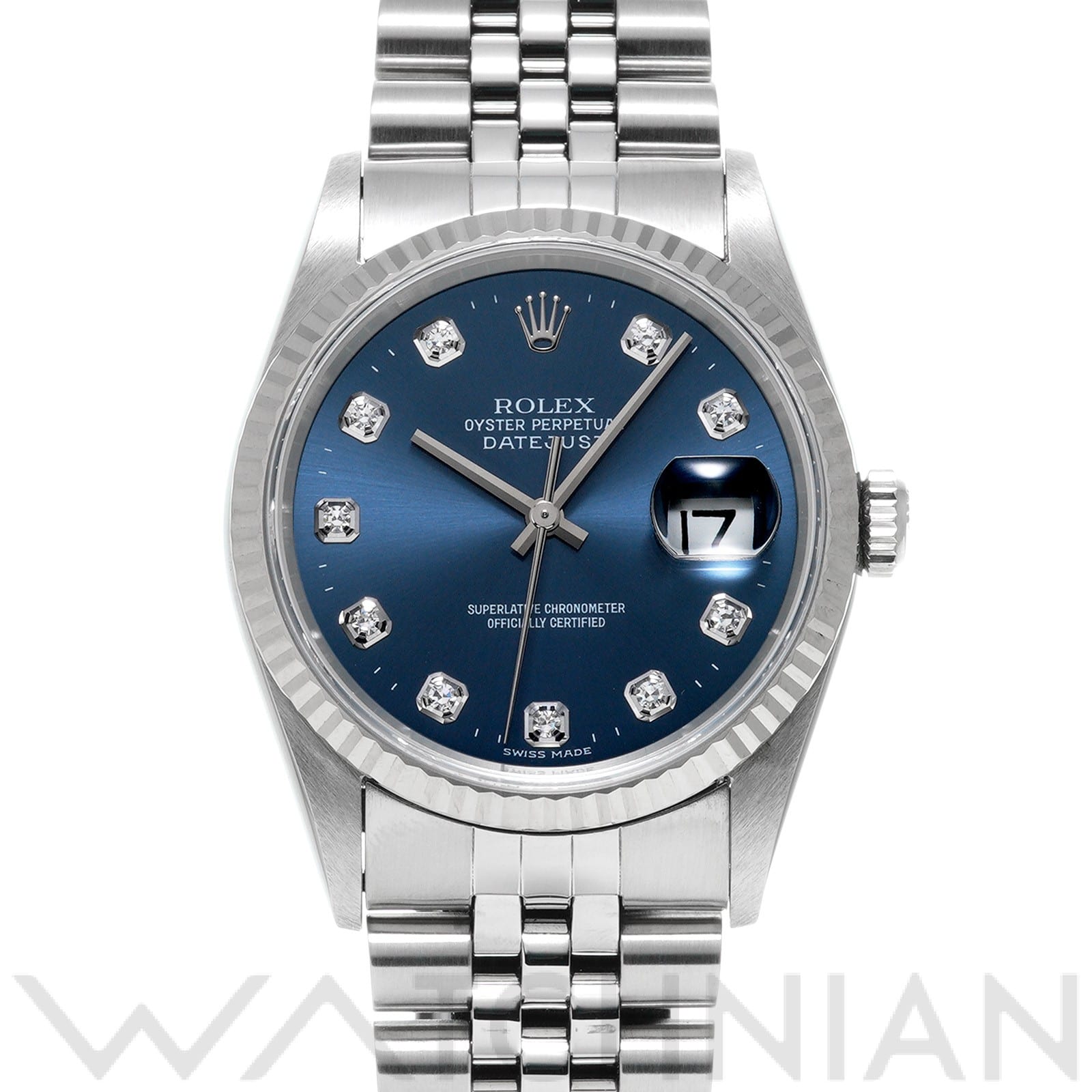 ロレックス デイトジャスト 16234G ブルー/ダイヤモンド メンズ 時計 【中古】【wristwatch】