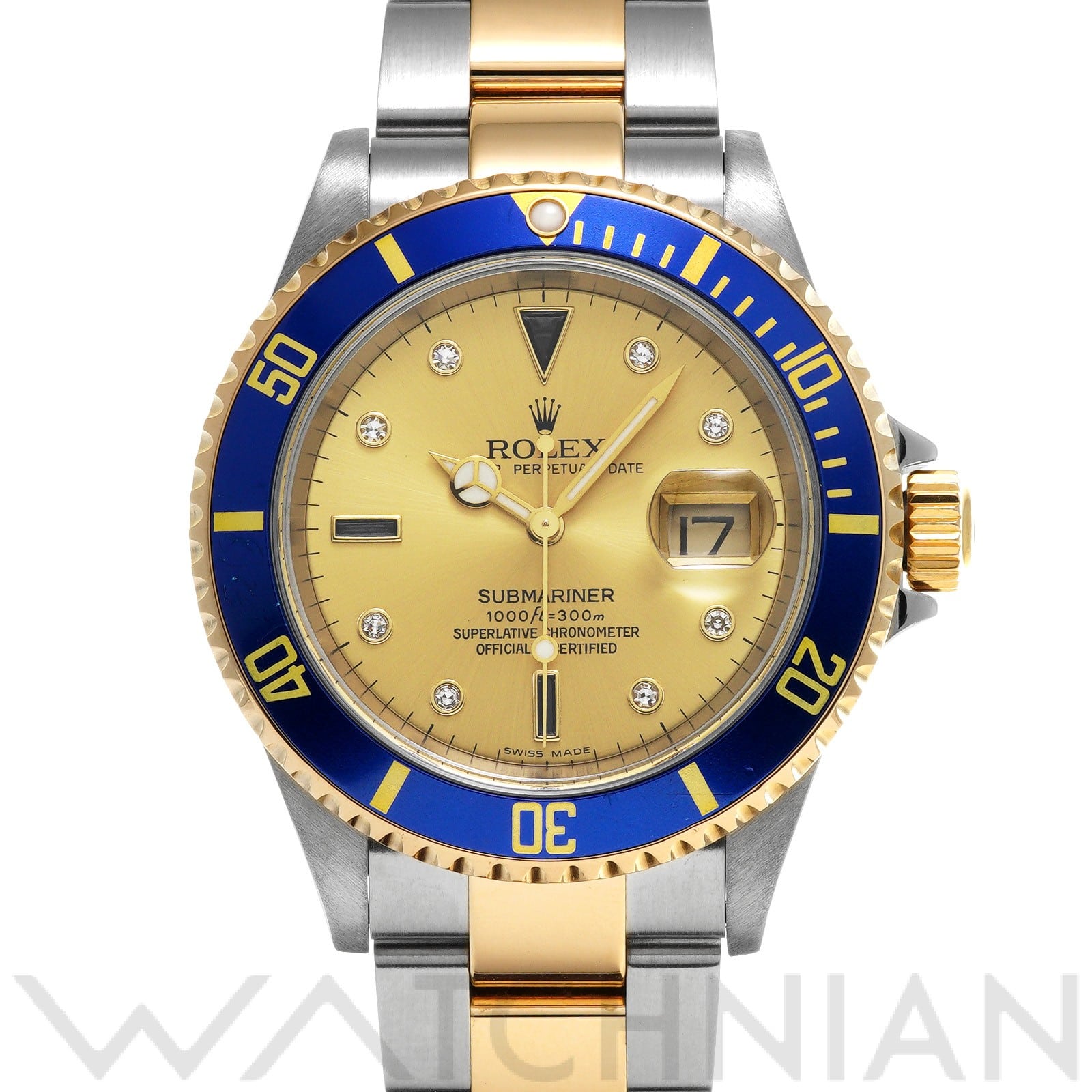 サブマリーナ デイト 16613SG F番(2004年頃製造) シャンパン/サファイア/ダイヤモンド ロレックス ROLEX メンズ 【中古】