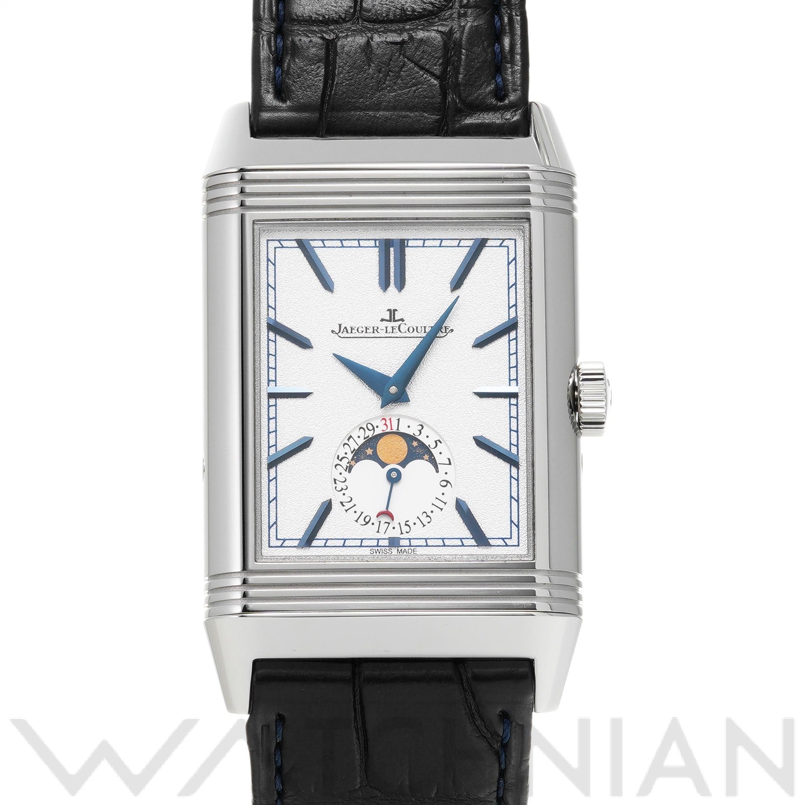 レベルソ トリビュート ムーン デュオ Q3958420 シルバー/ブルー ジャガー ルクルト JAEGER-LECOULTRE メンズ 【中古】