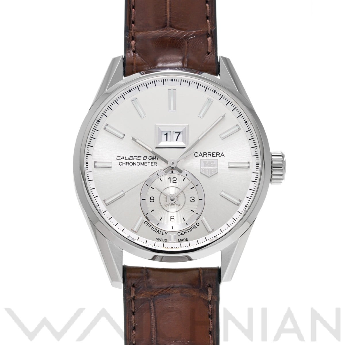 カレラ キャリバー8 GMT グランドデイト WAR5011.FC6291 シルバー タグ ホイヤー TAG HEUER メンズ 【中古】