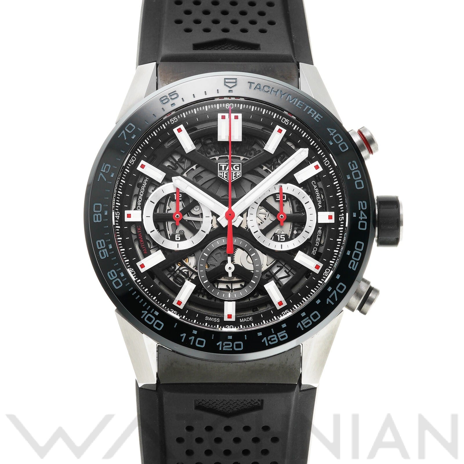 カレラ キャリバーホイヤー02 クロノグラフ CBG2A10.FT6168 ブラック タグホイヤー TAG HEUER メンズ 【中古】