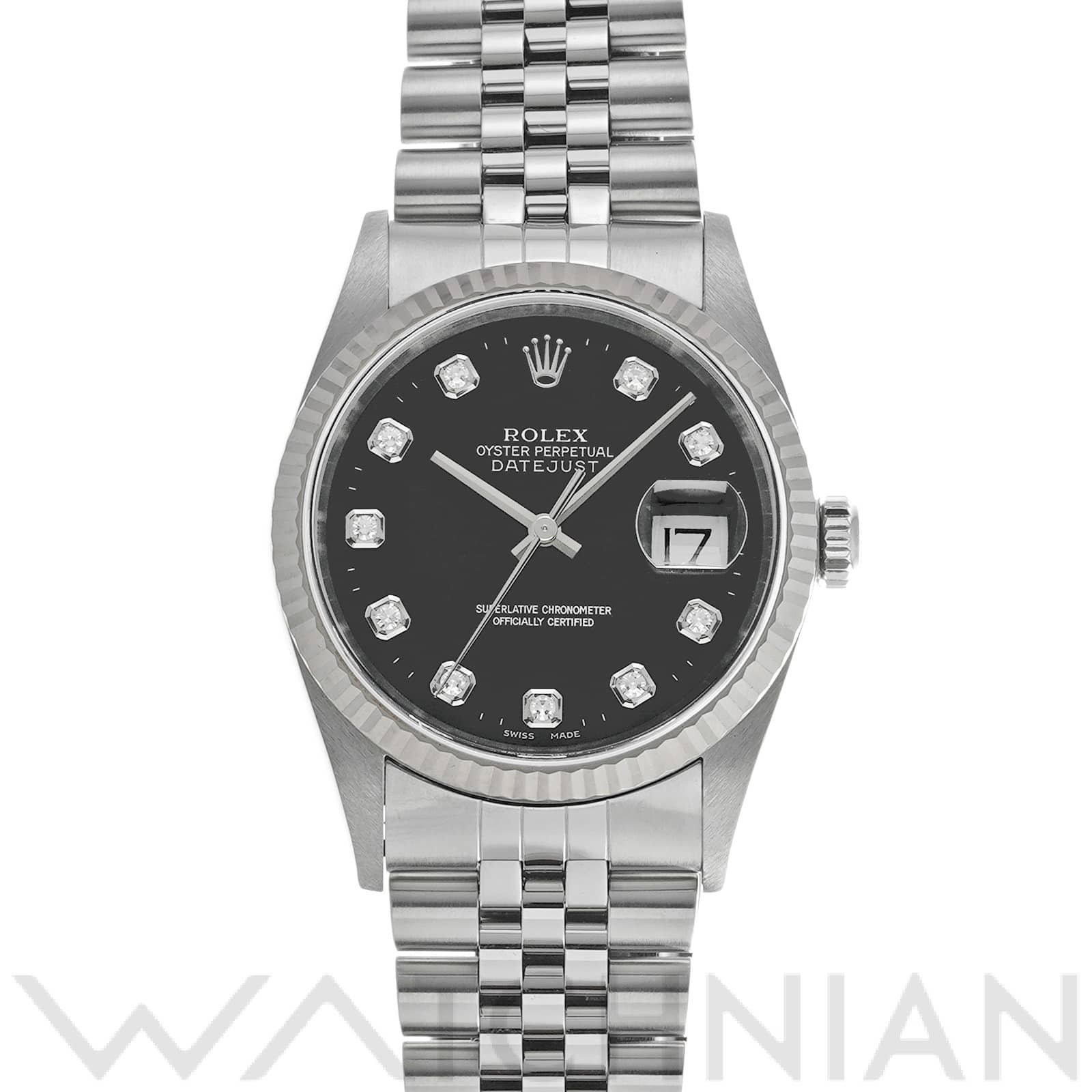 ロレックス デイトジャスト 16234G ブラック/ダイヤモンド メンズ 時計 【中古】【wristwatch】