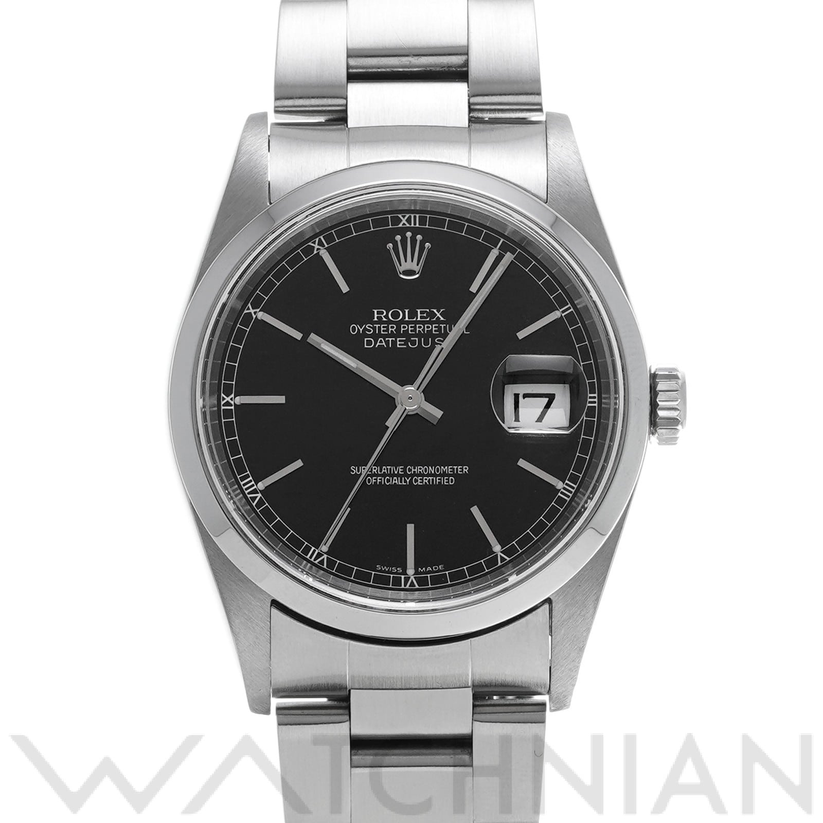 ロレックス デイトジャスト 16200 ブラック メンズ 時計 【中古】【wristwatch】