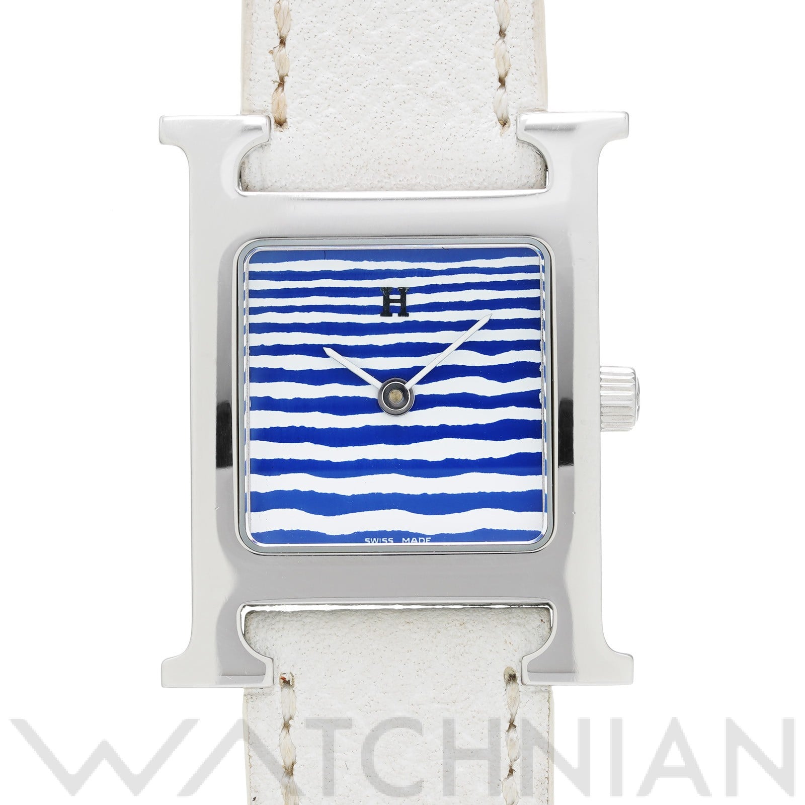 エルメス Hウォッチ HH1.210 ブルー/ホワイト レディース 時計 【中古】【wristwatch】