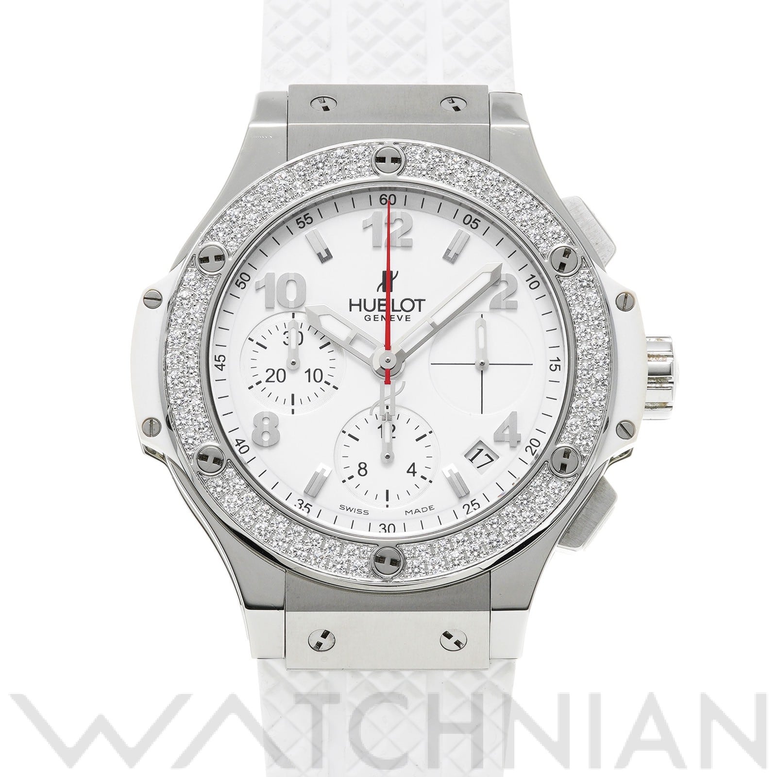 ビッグバン スチールホワイト ダイヤモンド 342.SE.230.RW.114 ホワイト ウブロ HUBLOT メンズ 【中古】