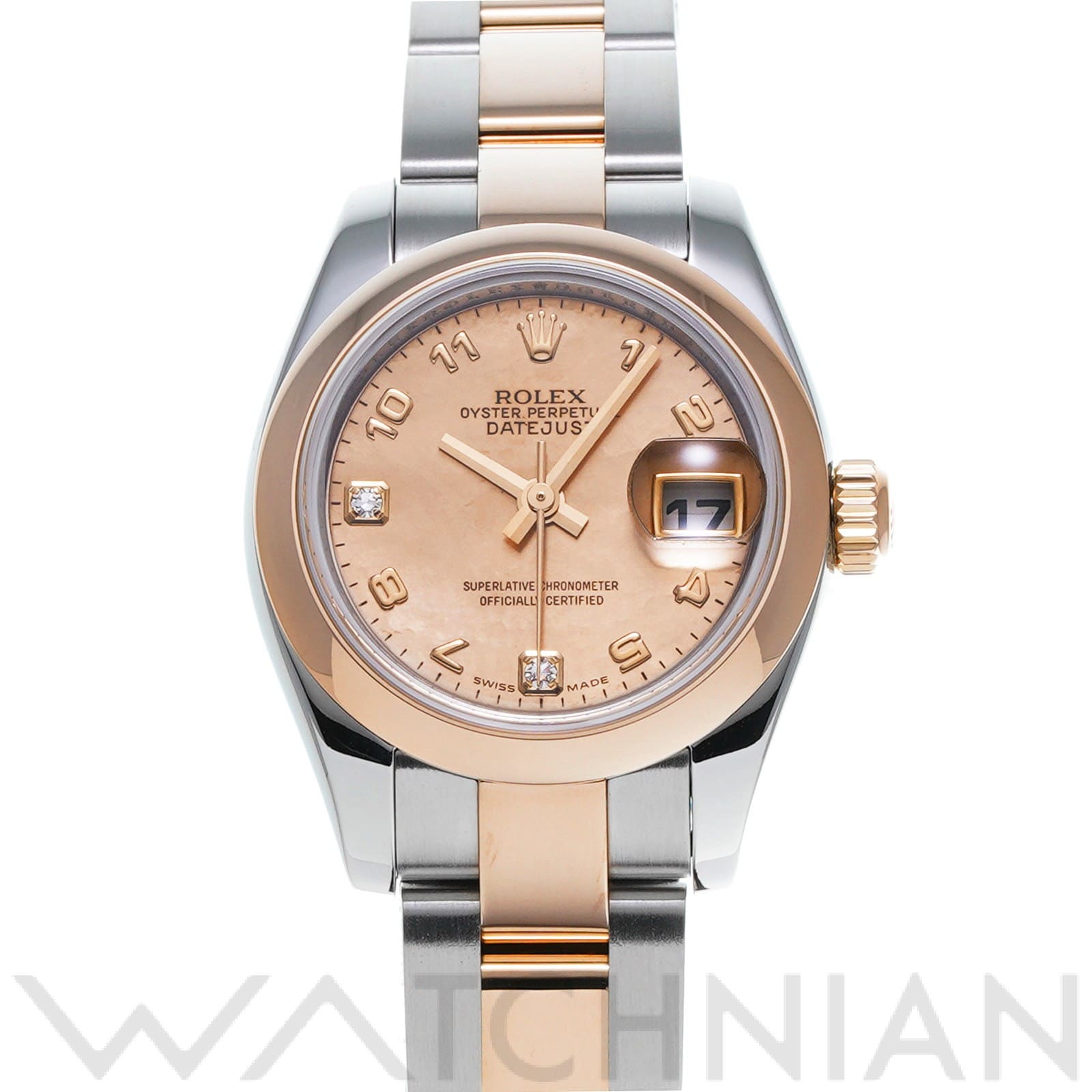 ロレックス レディ デイトジャスト 26 179161N2BR ピンクシェル/ダイヤモンド レディース 時計 【中古】【wristwatch】