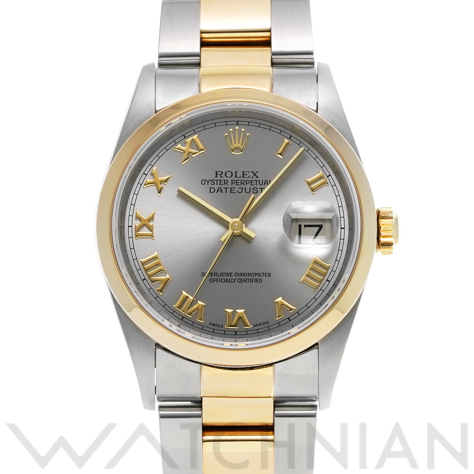 ロレックス デイトジャスト 36 16203 グレー メンズ 時計 【中古】【wristwatch】