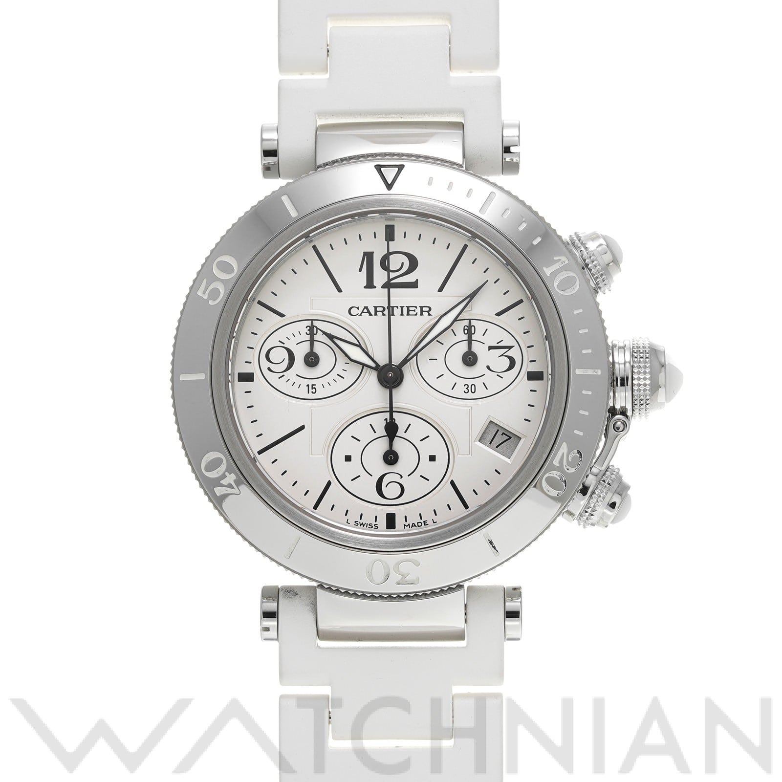 パシャ シータイマー クロノグラフ W3140005 シルバー カルティエ CARTIER ユニセックス 【中古】