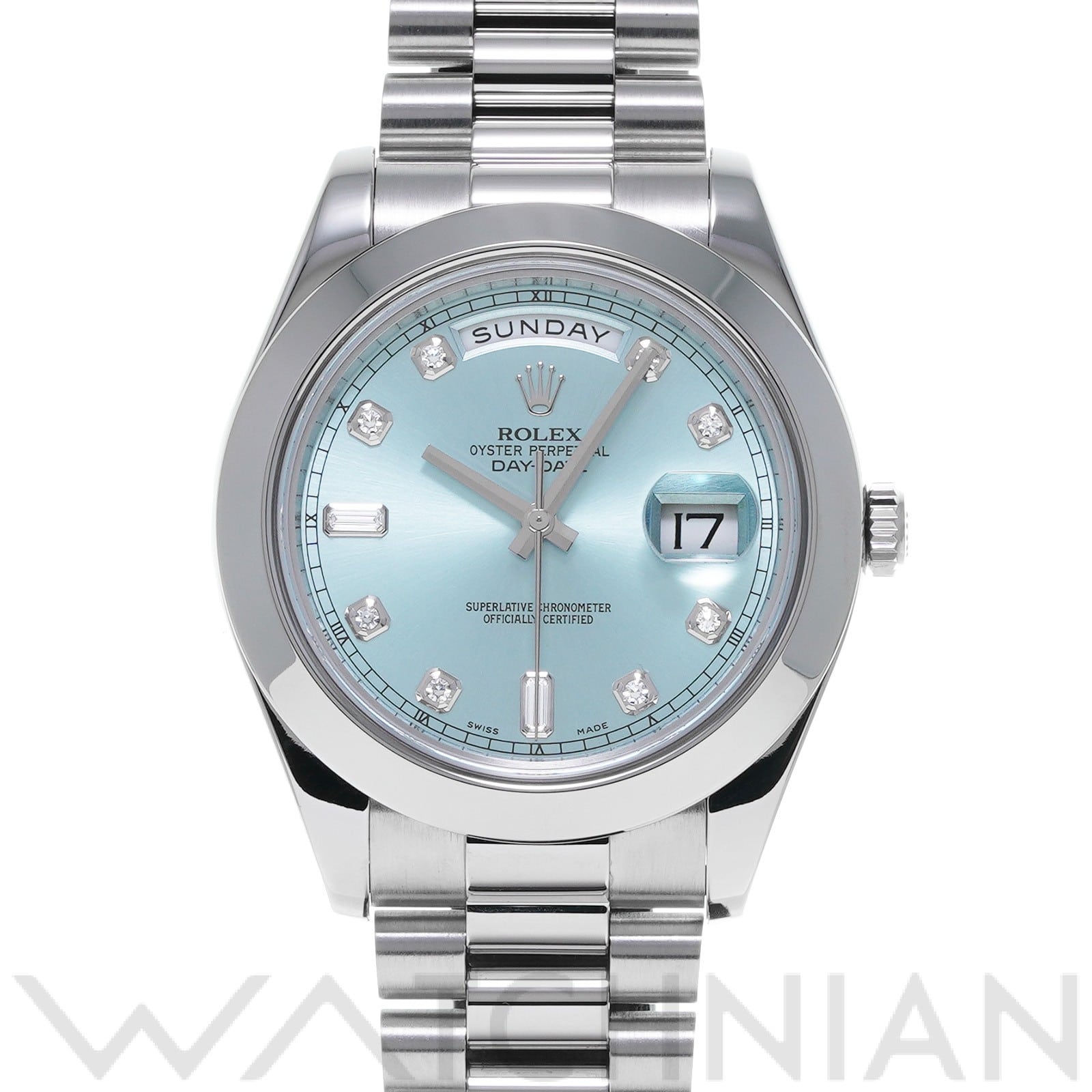 ロレックス デイデイトII 218206A アイスブルー/ダイヤモンド メンズ 時計 【中古】【wristwatch】