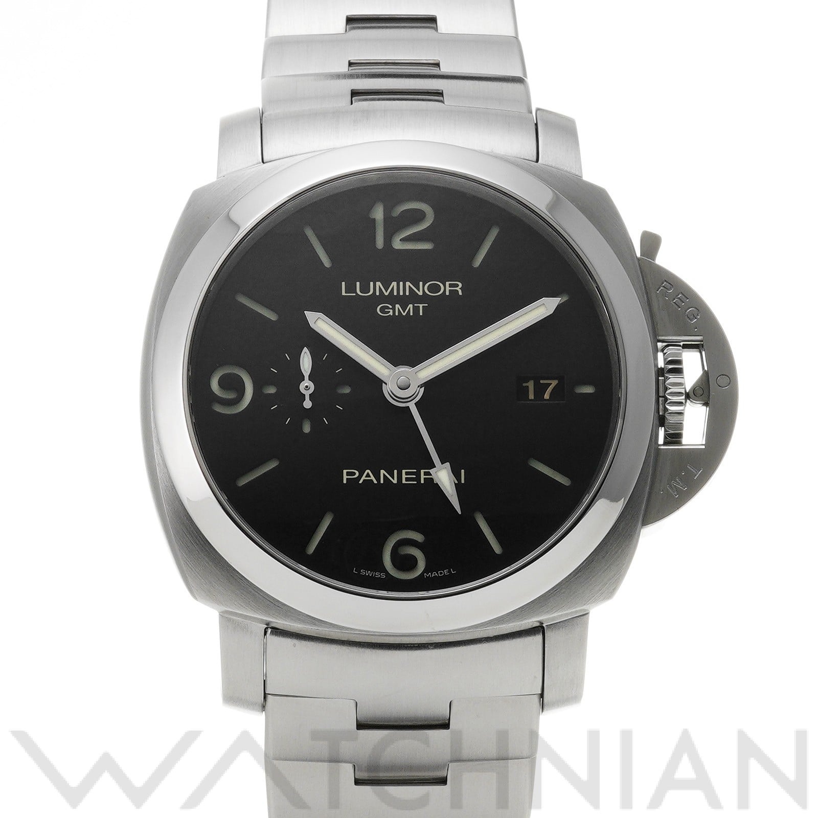 パネライ / PANERAI ルミノール 1950 3デイズ GMT オートマティック アッチャイオ PAM00329 ブラック メンズ 時計 【中古】【wristwatch】