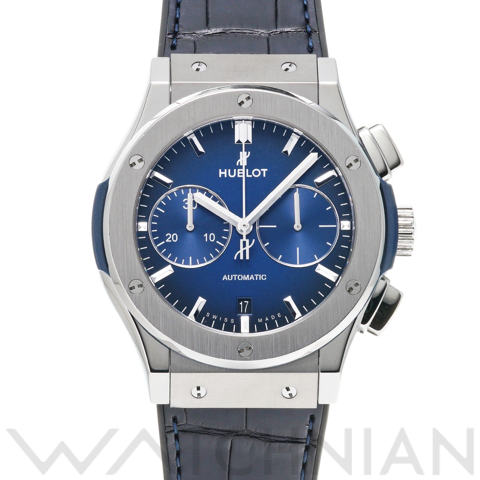 クラシックフュージョン クロノグラフ チタニウム ディープブルー 521.NX.6670.LR.JPN18 ブルー ウブロ HUBLOT メンズ 【中古】