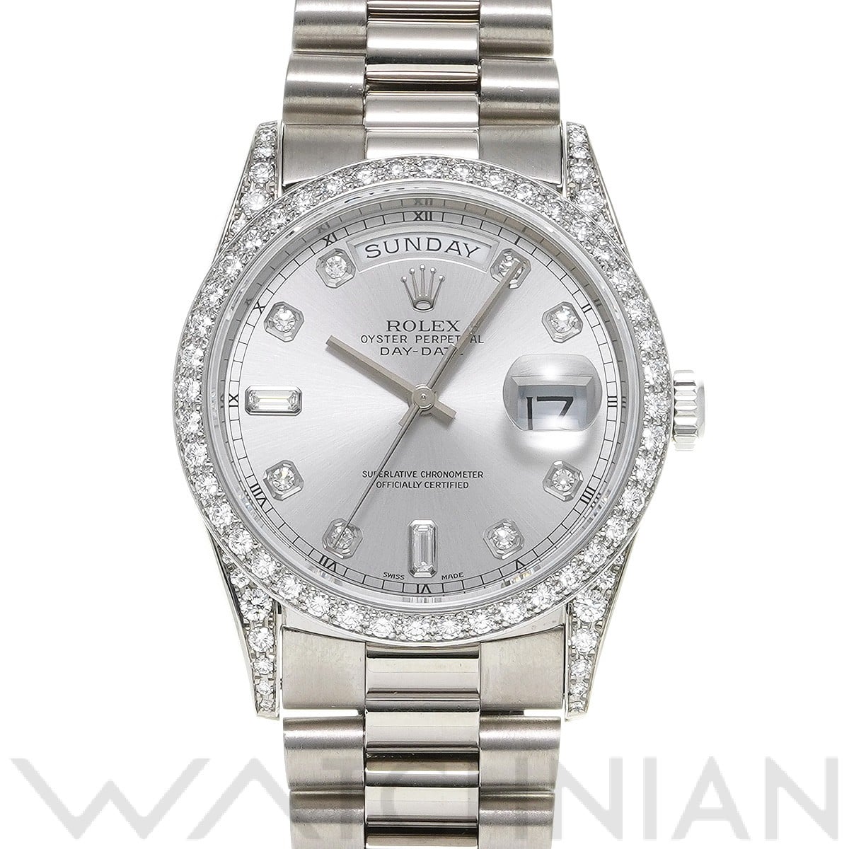 ロレックス デイデイト 36 18389A シルバー/ダイヤモンド メンズ 時計 【中古】【wristwatch】