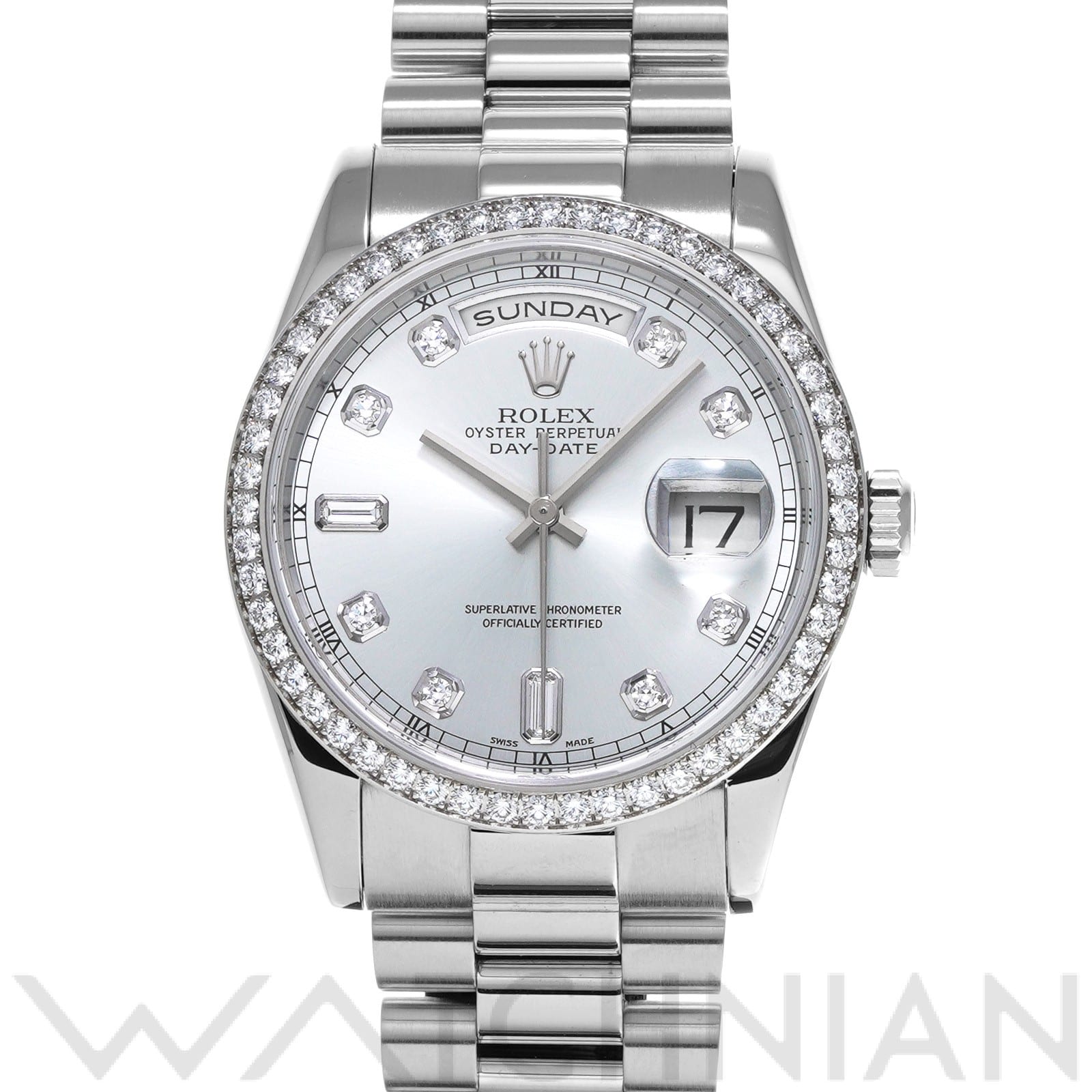 ロレックス デイデイト 36 118346A シルバー/ダイヤモンド メンズ 時計 【中古】【wristwatch】