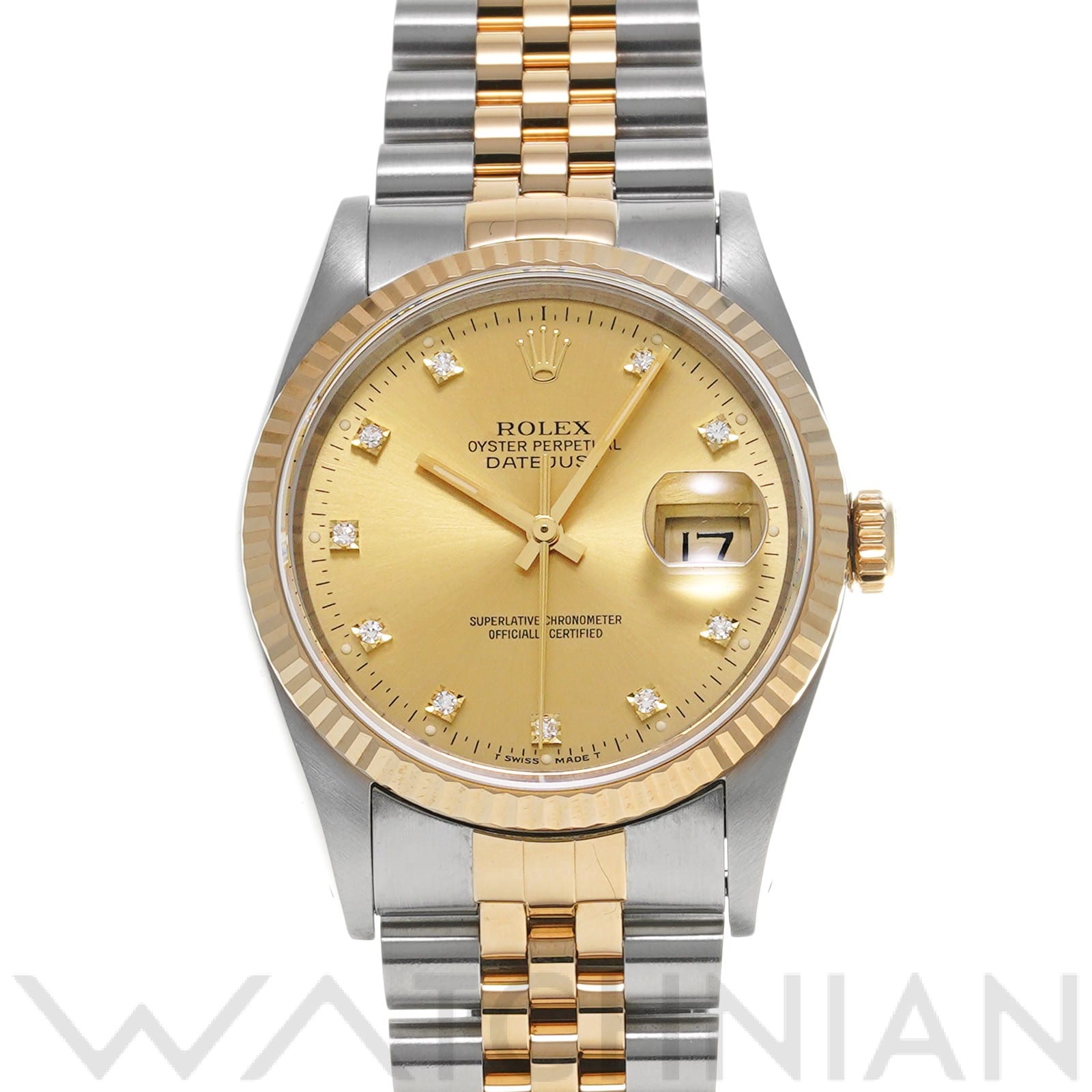 ロレックス デイトジャスト 16233G シャンパン/ダイヤモンド メンズ 時計 【中古】【wristwatch】