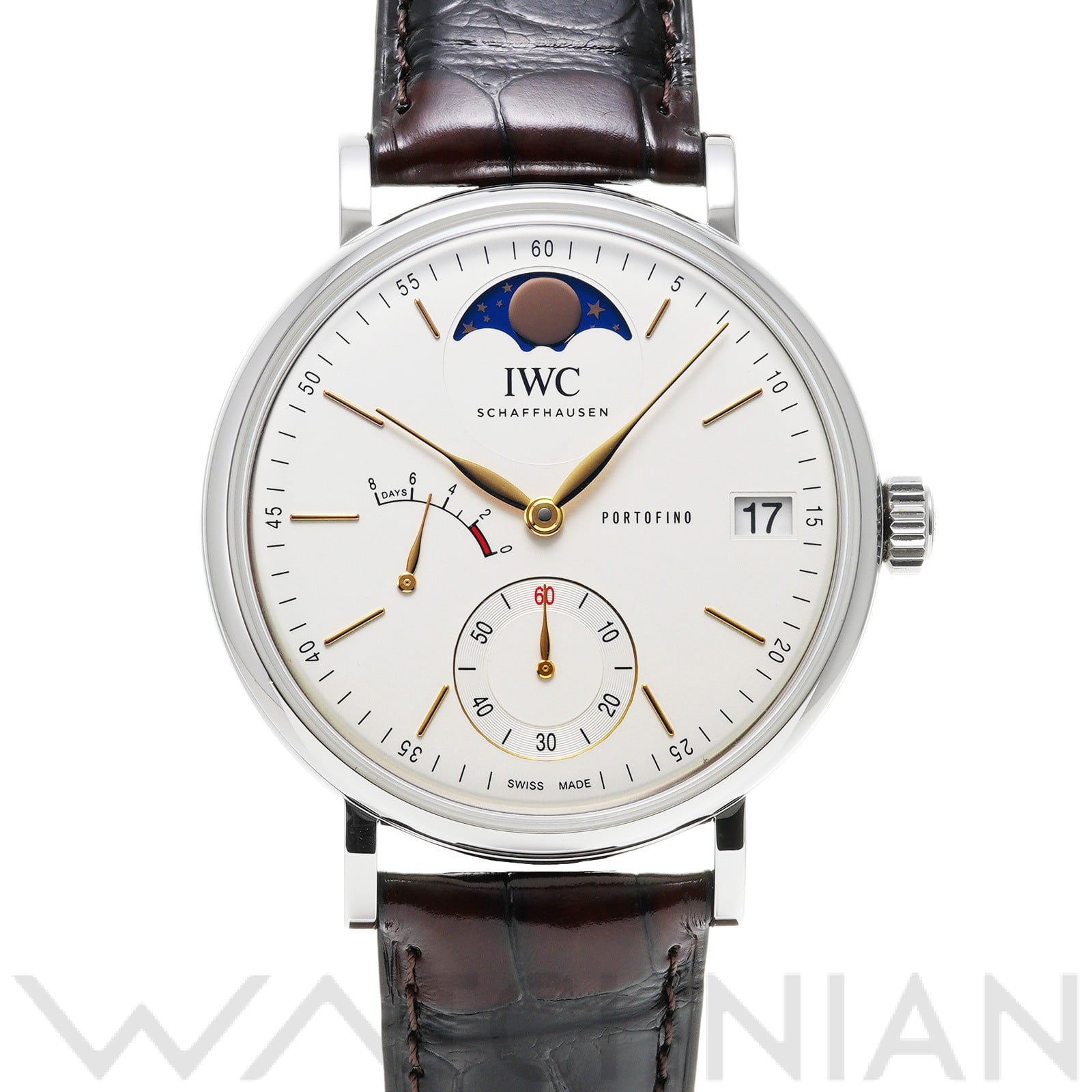 ポートフィノ ハンドワインド ムーンフェイズ IW516401 シルバー インターナショナルウォッチカンパニー IWC メンズ 【中古】