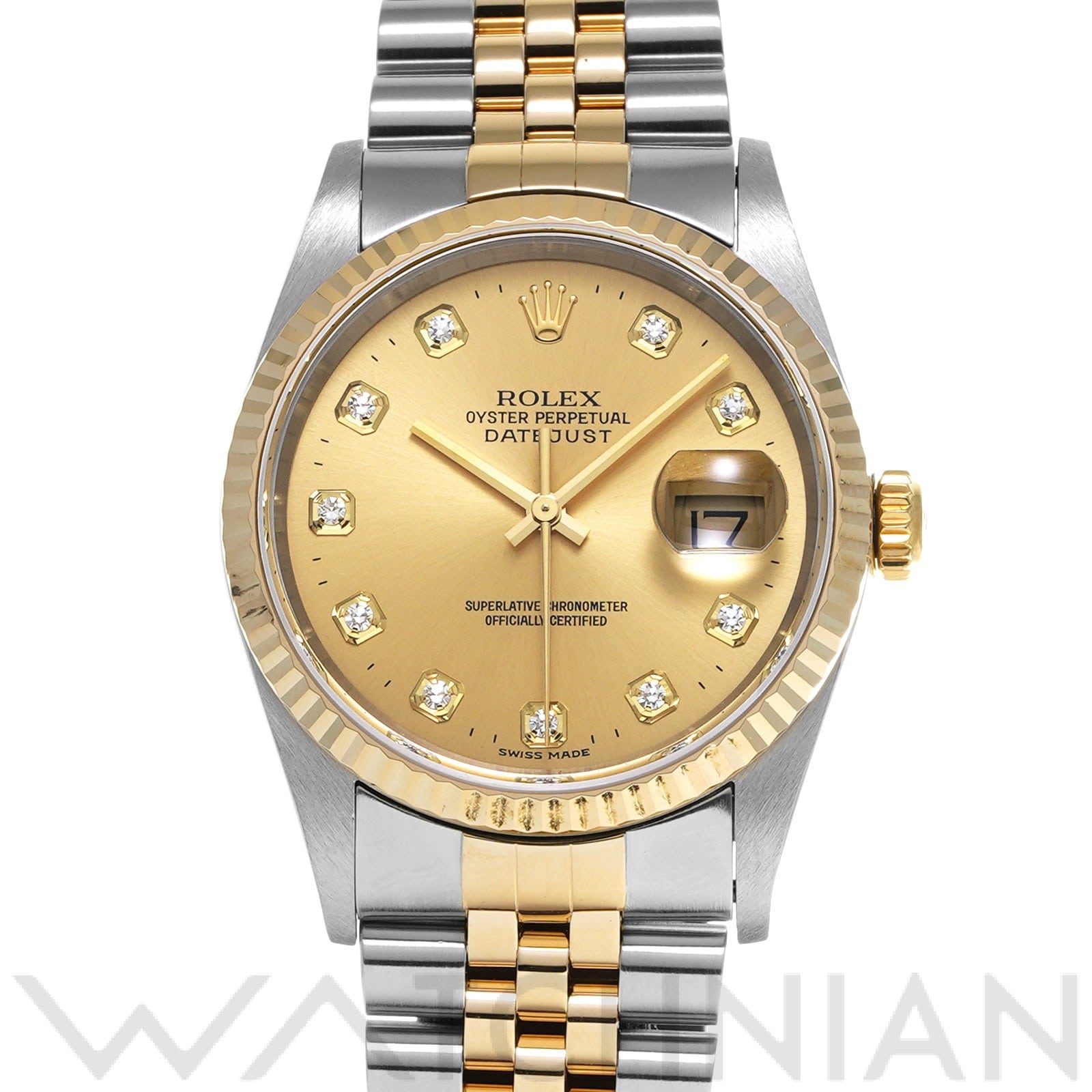 ロレックス デイトジャスト 16233G シャンパン/ダイヤモンド メンズ 時計 【中古】【wristwatch】