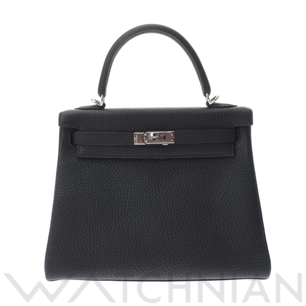 ケリー 25 内縫い 2WAY 黒/パラジウム金具 トゴ HERMES エルメス レディース 【中古】