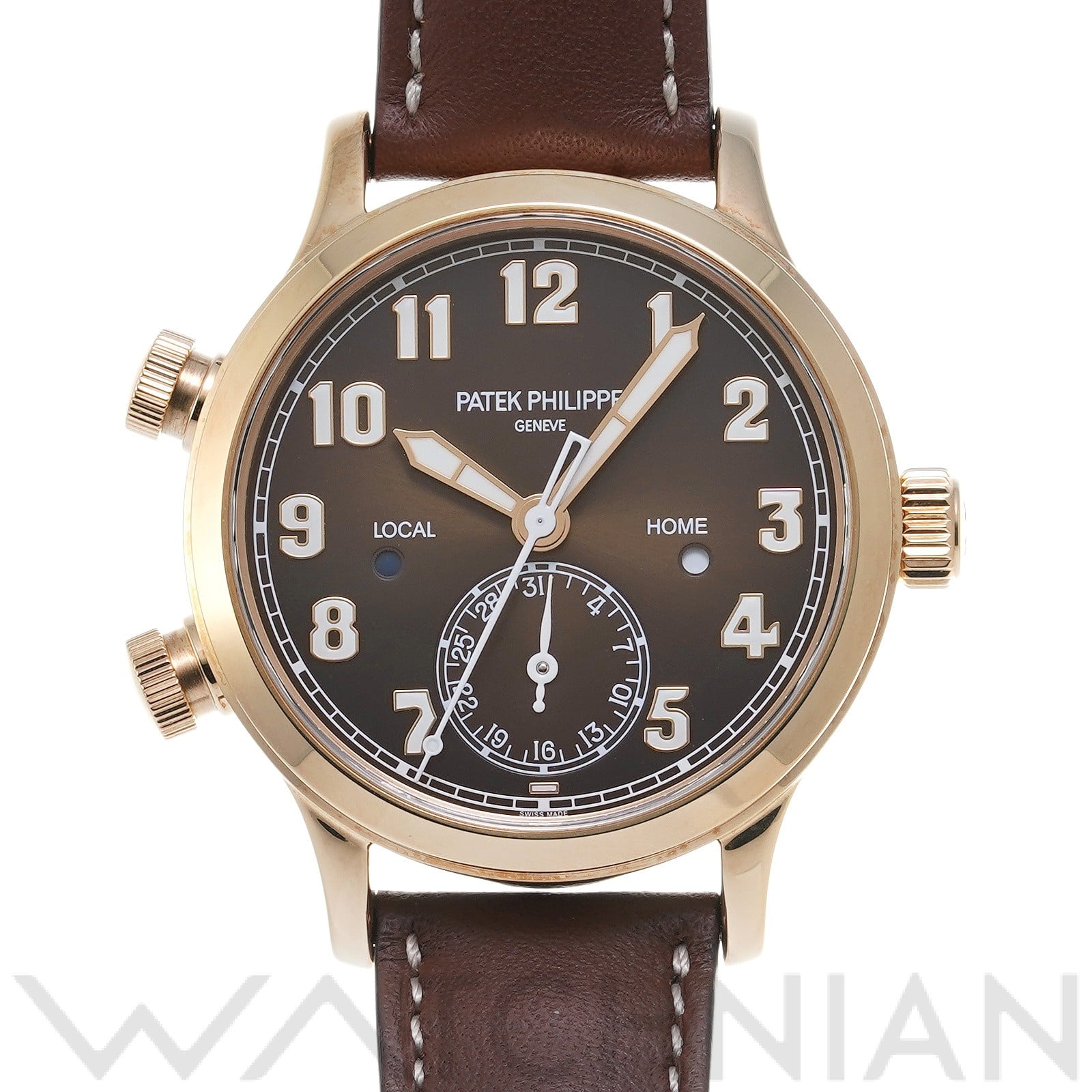 カラトラバ パイロット トラベルタイム 7234R-001 ブラウン・ソレイユ パテックフィリップ PATEK PHILIPPE レディース 【中古】