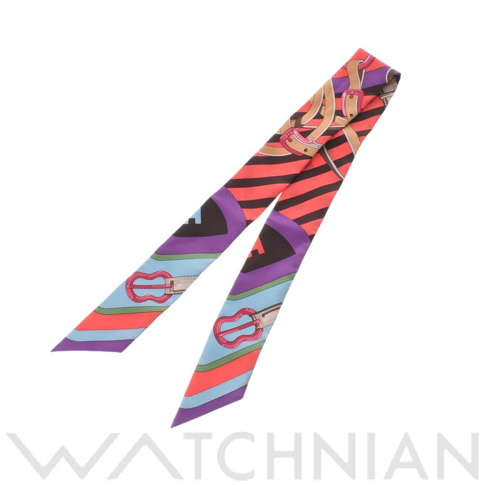 エルメス / HERMES ツイリー COACHING レッド/パープル シルク100％ レディース 【中古】【other】