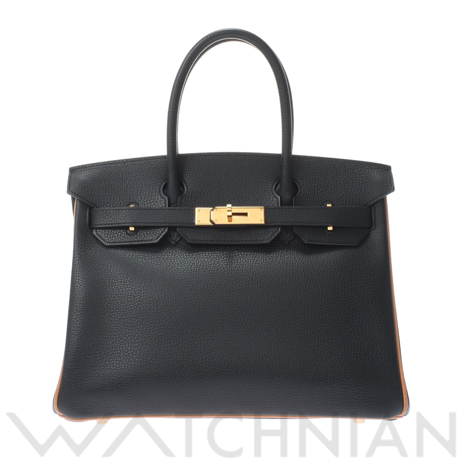バーキン 30 ブラック/ゴールド/ゴールド金具 アルデンヌ HERMES エルメス レディース 【中古】