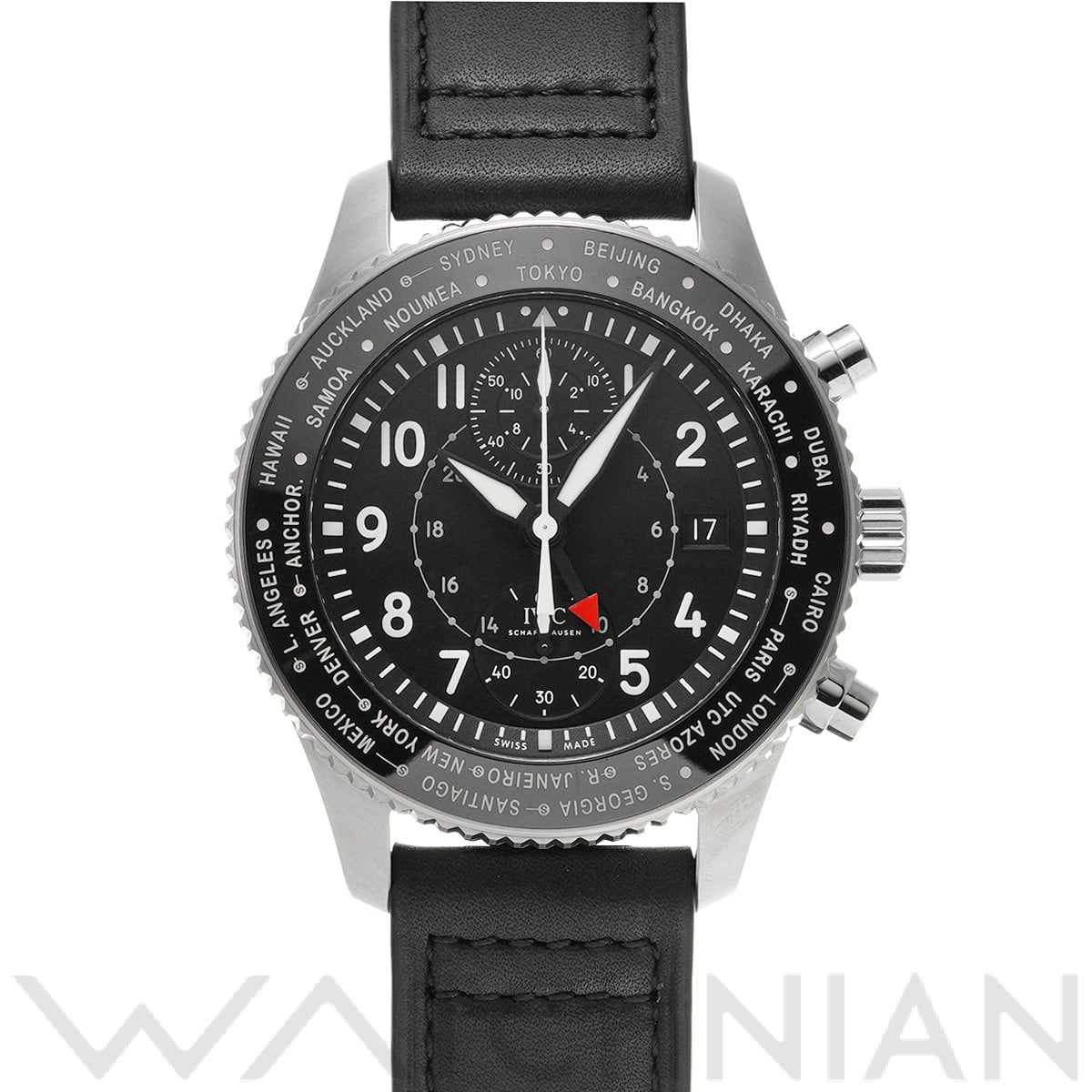 パイロットウォッチ タイムゾーナー クロノグラフ IW395001 ブラック インターナショナルウォッチカンパニー IWC メンズ 【中古】