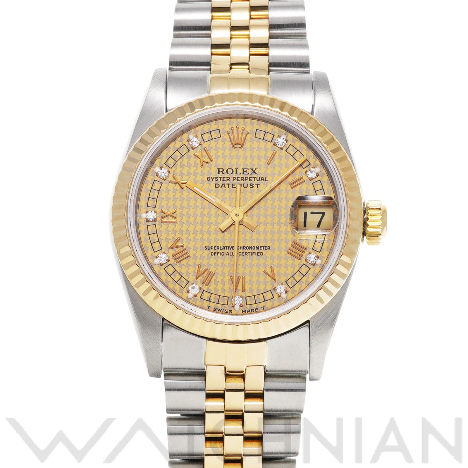 デイトジャスト 68273G E番(1991年頃製造) シャンパンハウンズトゥース/ダイヤモンド ロレックス ROLEX ユニセックス 【中古】