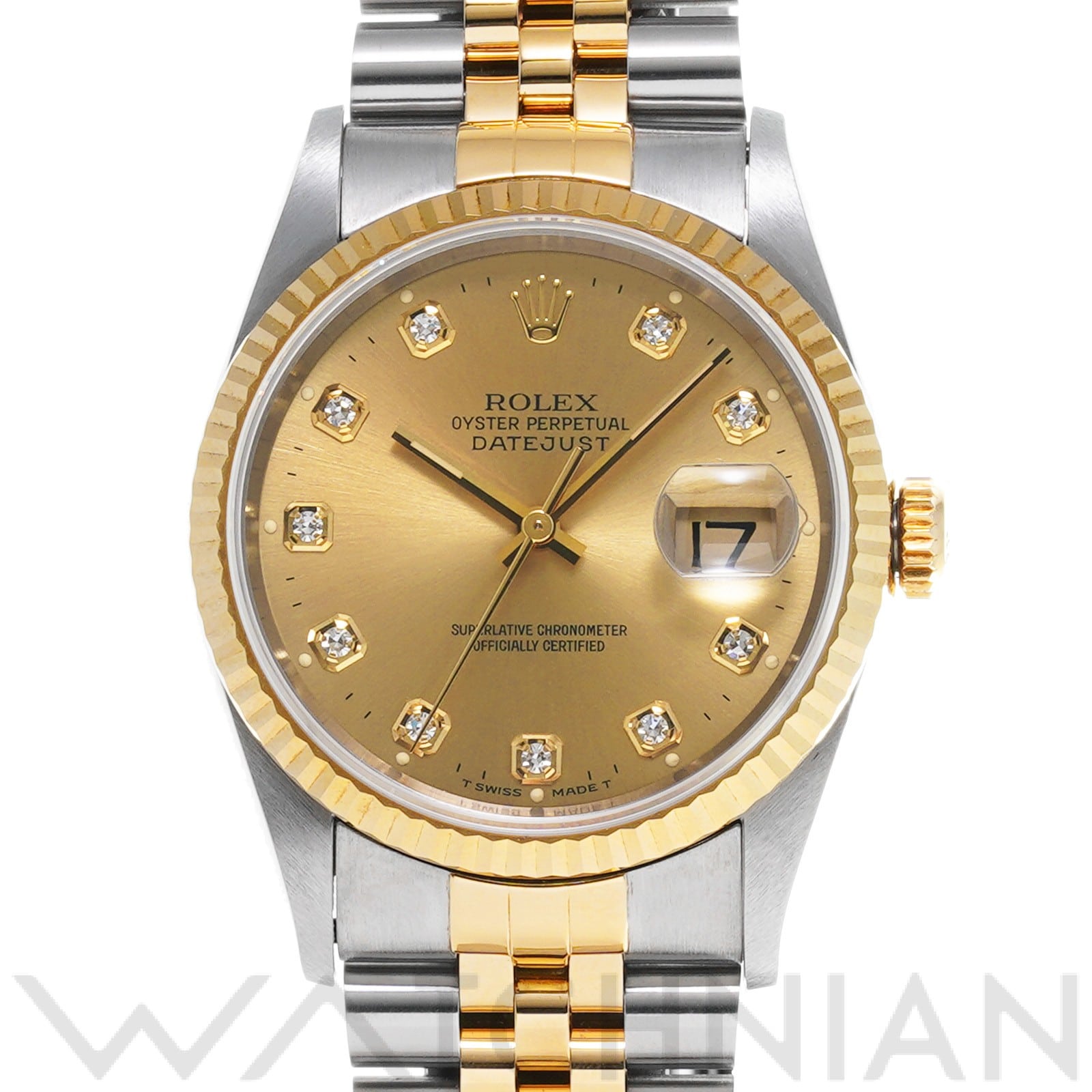 ロレックス デイトジャスト 16233G シャンパン/ダイヤモンド メンズ 時計 【中古】【wristwatch】
