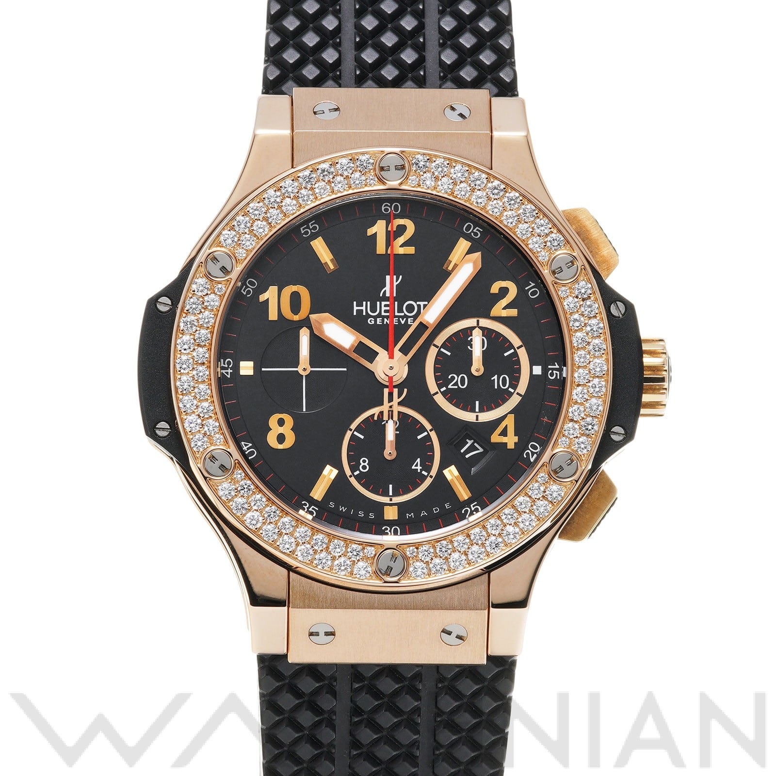 ビッグバン ゴールド ダイヤモンド 301.PX.1180.RX.1104 ブラック ウブロ HUBLOT メンズ 【中古】